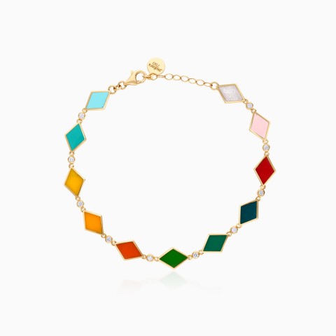 Alwan Collection: 18K Gold Bracelet with Colorful Enamel & Diamonds
