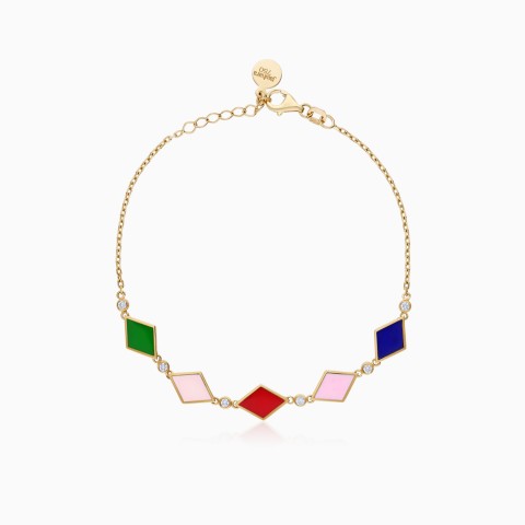 Vibrant 18K Yellow Gold Enamel & Diamond Bracelet – Alwan Collection