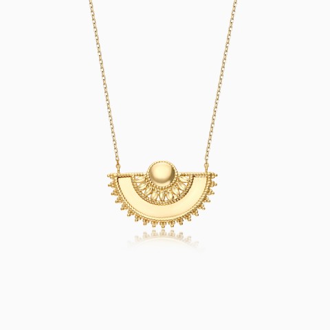 18K Yellow Gold Half Circle Necklace – Shnaf Gold Collection