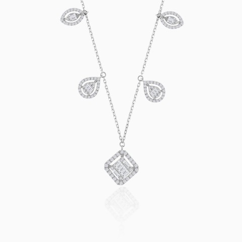 Trendy Collection: 18K White Gold & Diamond Necklace