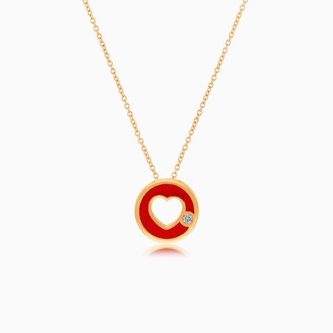 18K Yellow Gold Necklace with Red Enamel – Lusi Collection