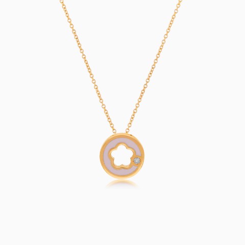 18K Yellow Gold Necklace with Pink Enamel – Lusi Collection