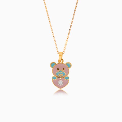 Charming Bear Pendant Necklace in 18K Yellow Gold – Dalia Kids Collection