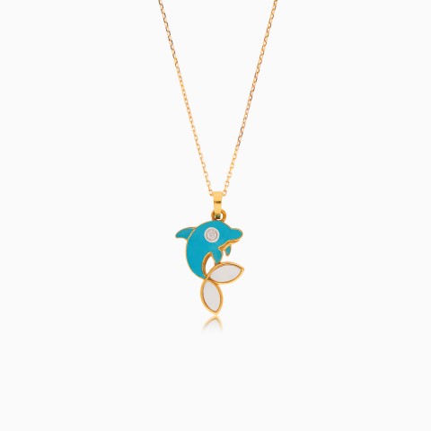 Charming 18K Yellow Gold Dolphin Necklace for Kids - Dalia Collection