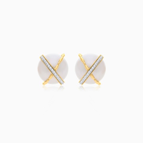 Danah Diamond 18K Gold Pearl Earrings