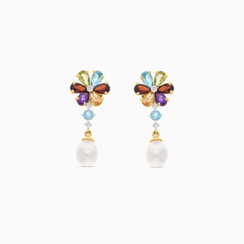 18K Yellow Gold Earrings with Gemstones – Danah Photopendant Collection