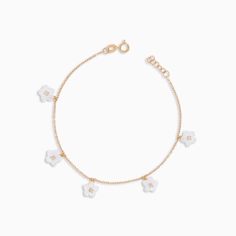 Mother of Pearl & Zircon Stone 18K Gold Bracelet – Worood Collection