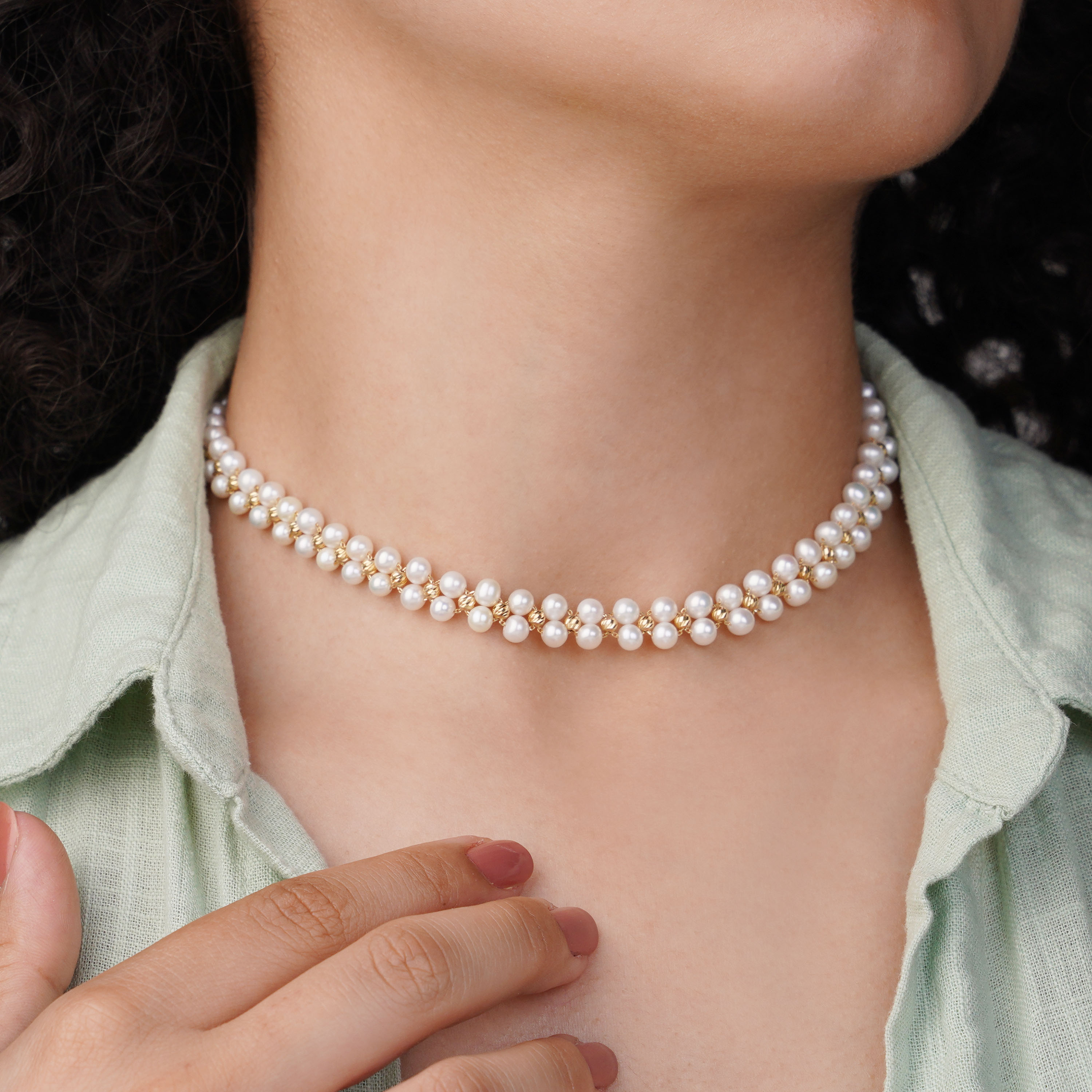 18K Yellow Gold Pearl Choker from Danah Collection