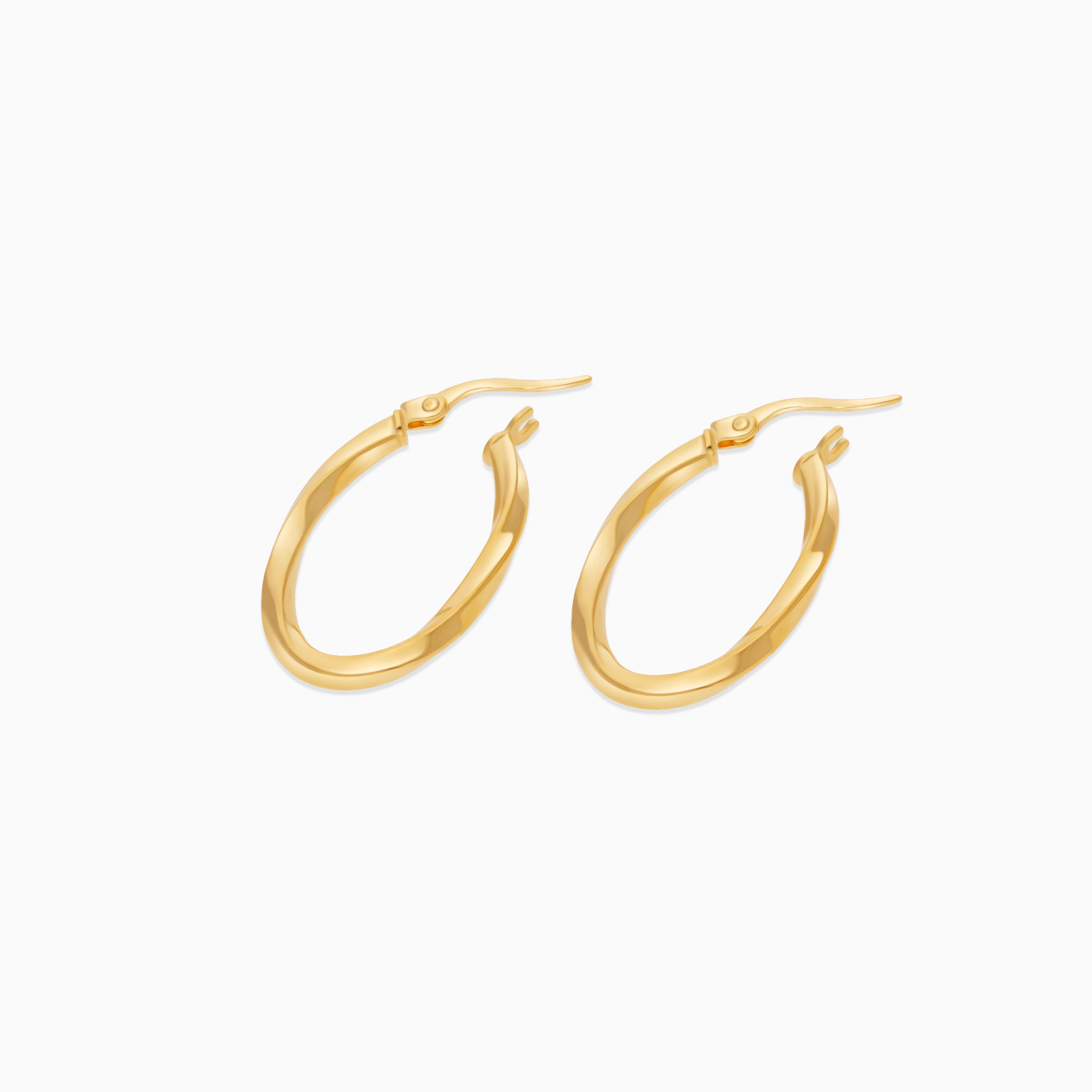18K Yellow Gold Oval Earrings - Hoops Collection