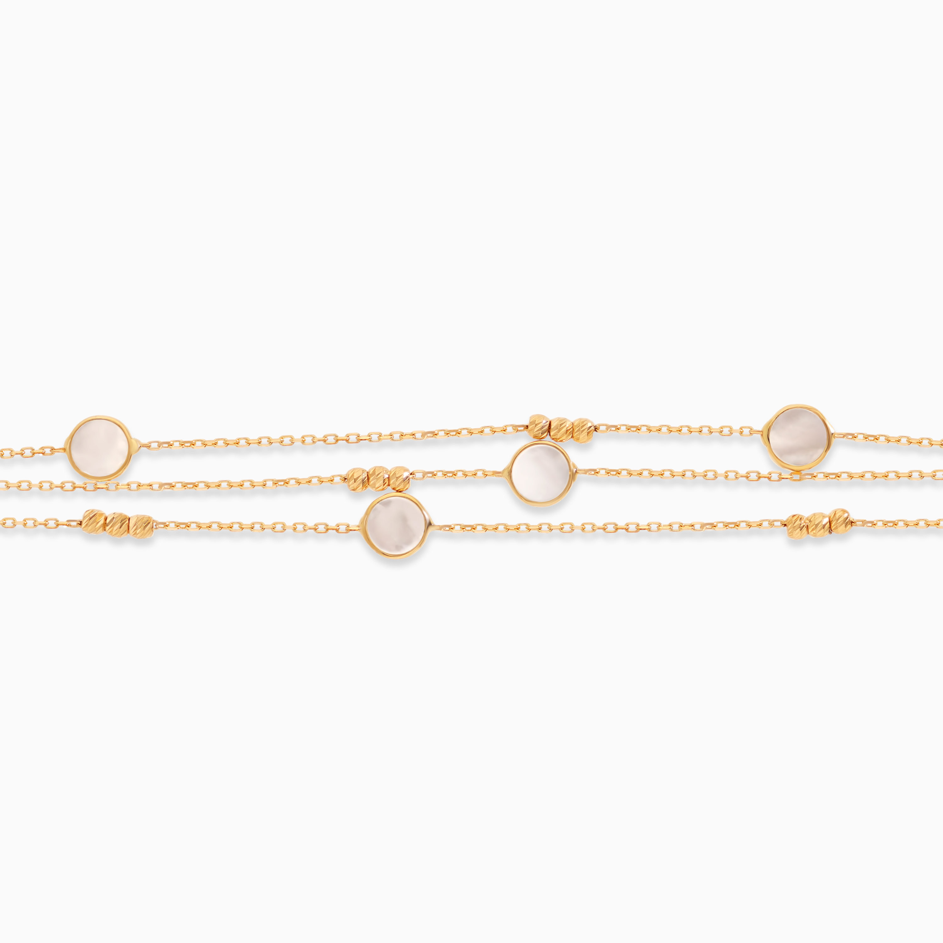 18K Yellow Gold Three-Layer Bracelet with Mother of Pearl - Éclat Collection