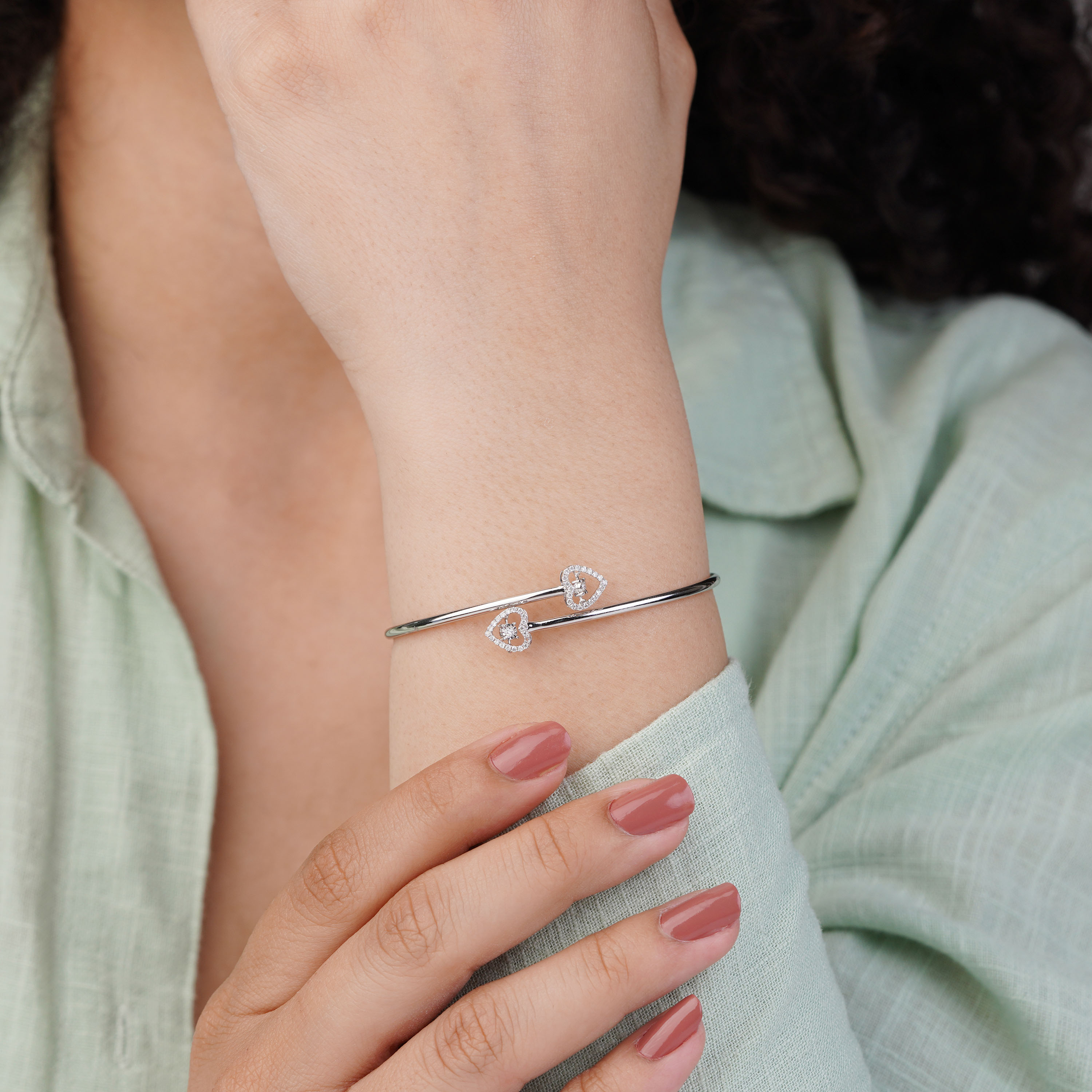 18K White Gold Diamond Bangles - Dancing Diamond Collection