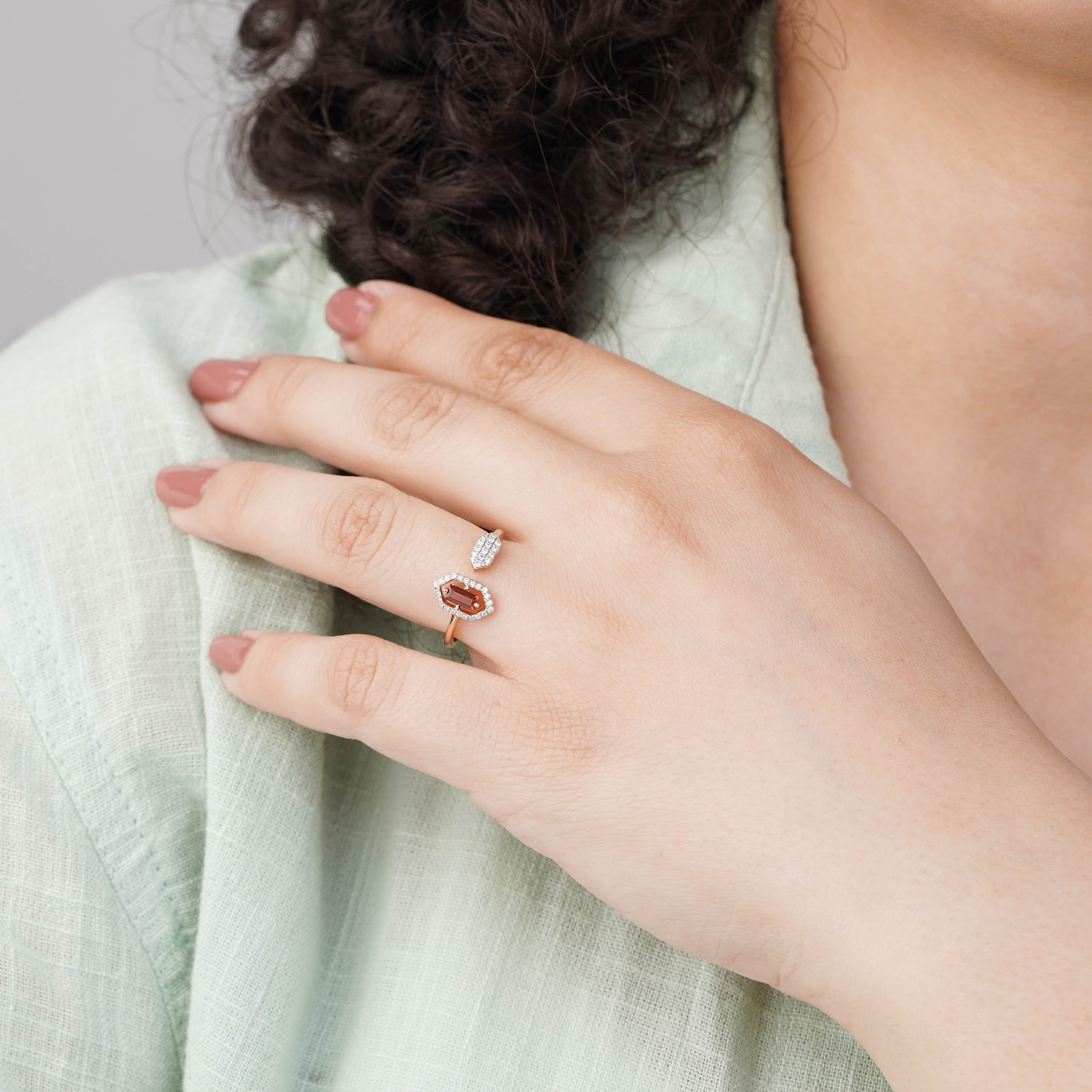 18K Rose Gold Garnet & Diamond Ring – Rabiya Collection