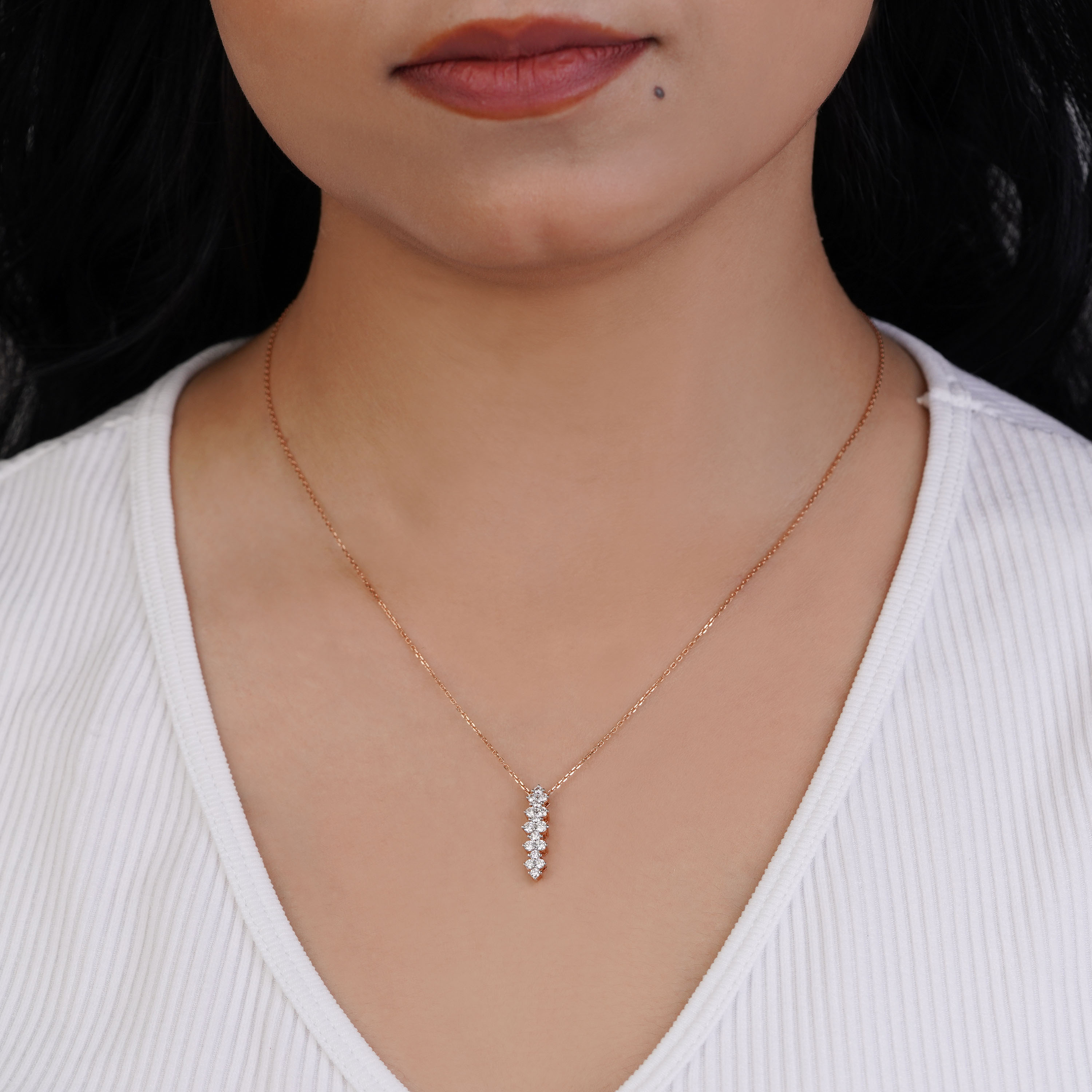 Elegant 18K Rose Gold Diamond Necklace – Scala Collection