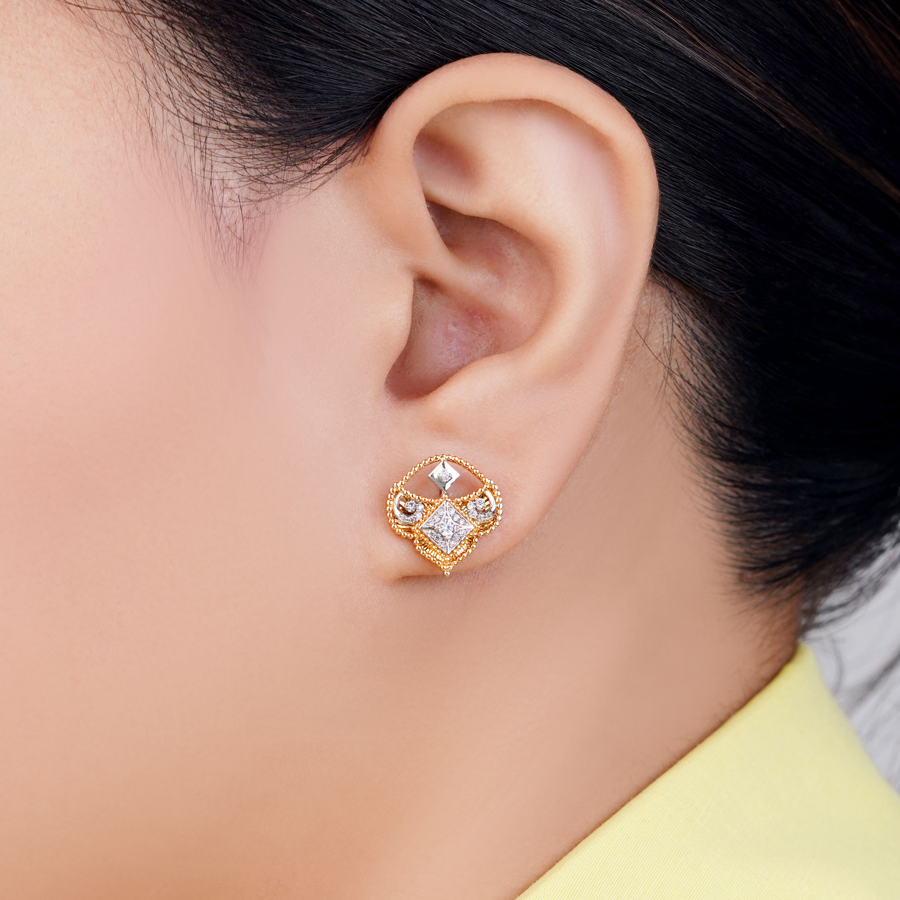 18K Yellow Gold Diamond Earrings – Shnaf Diamond Collection