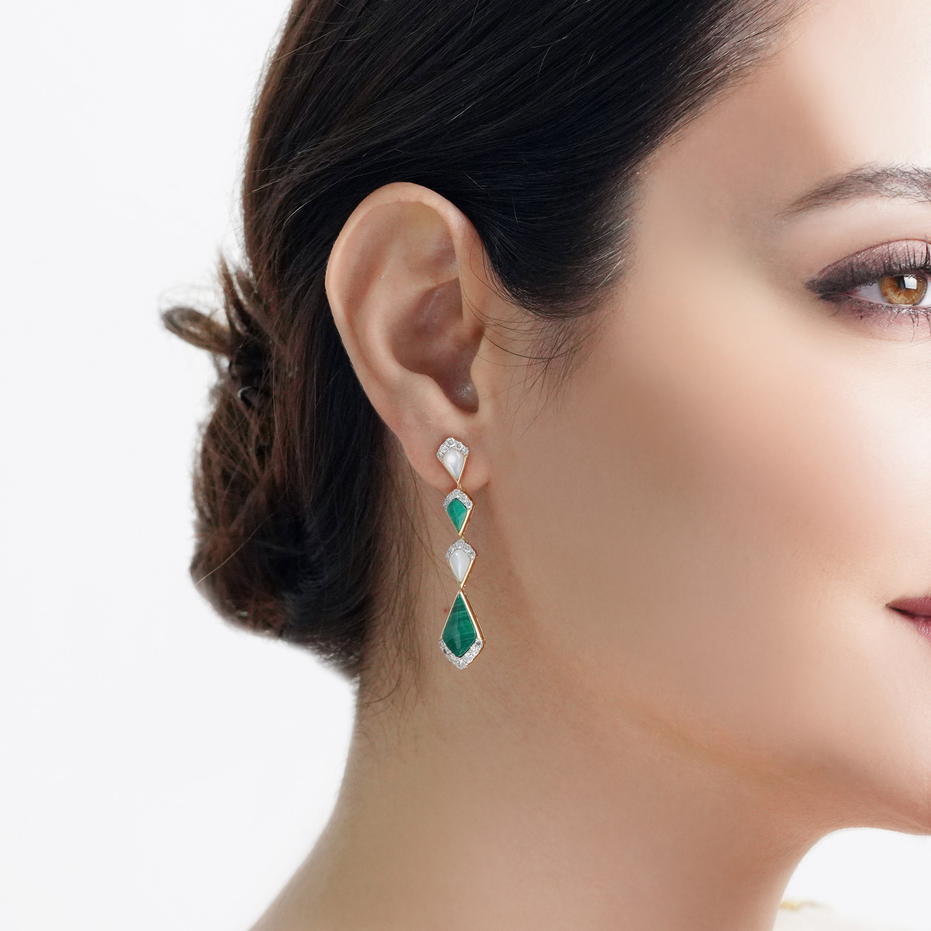 18K Yellow Gold Drop Earrings - Mosaic Collection