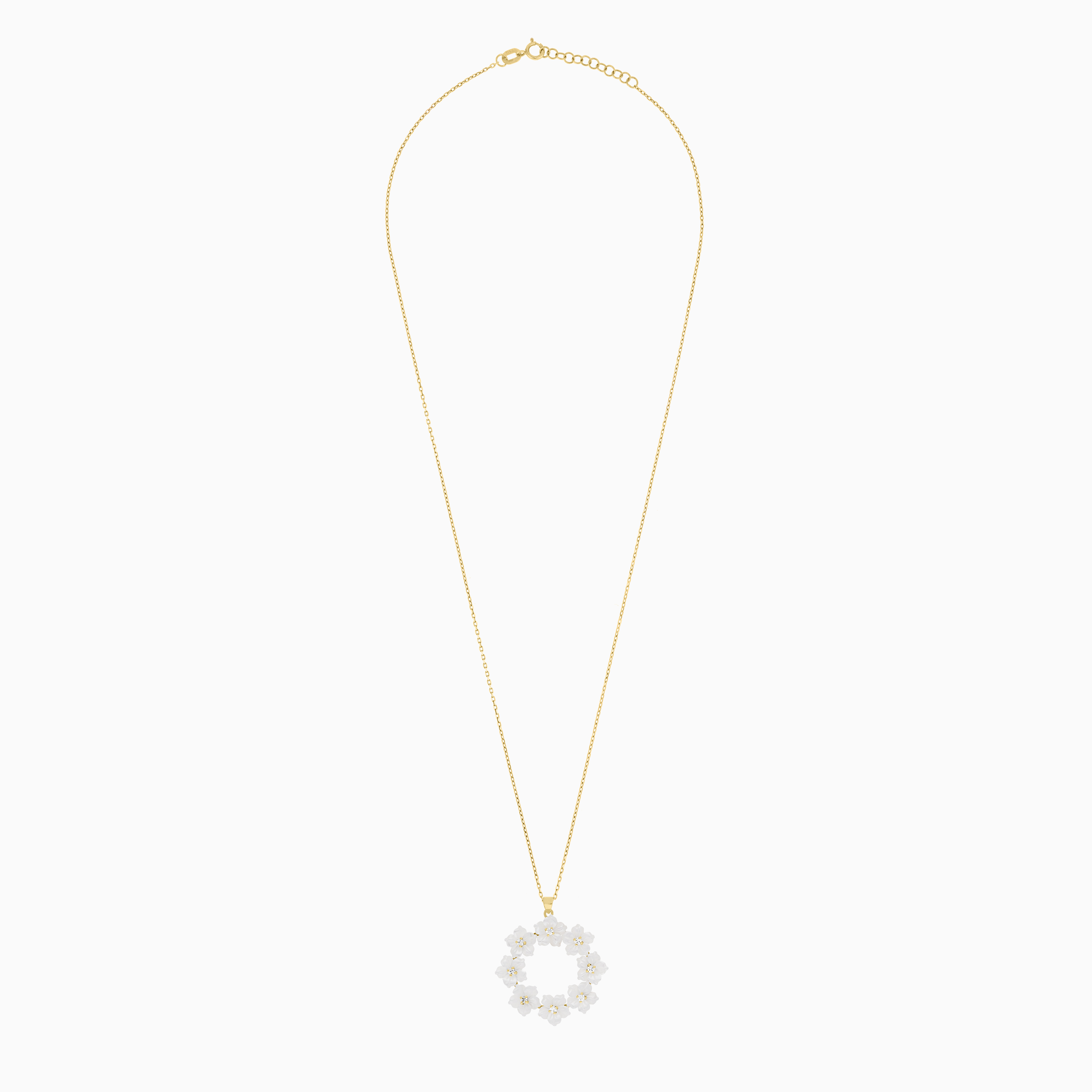 18K Yellow Gold Floral Pendant Necklace – Worood Collection