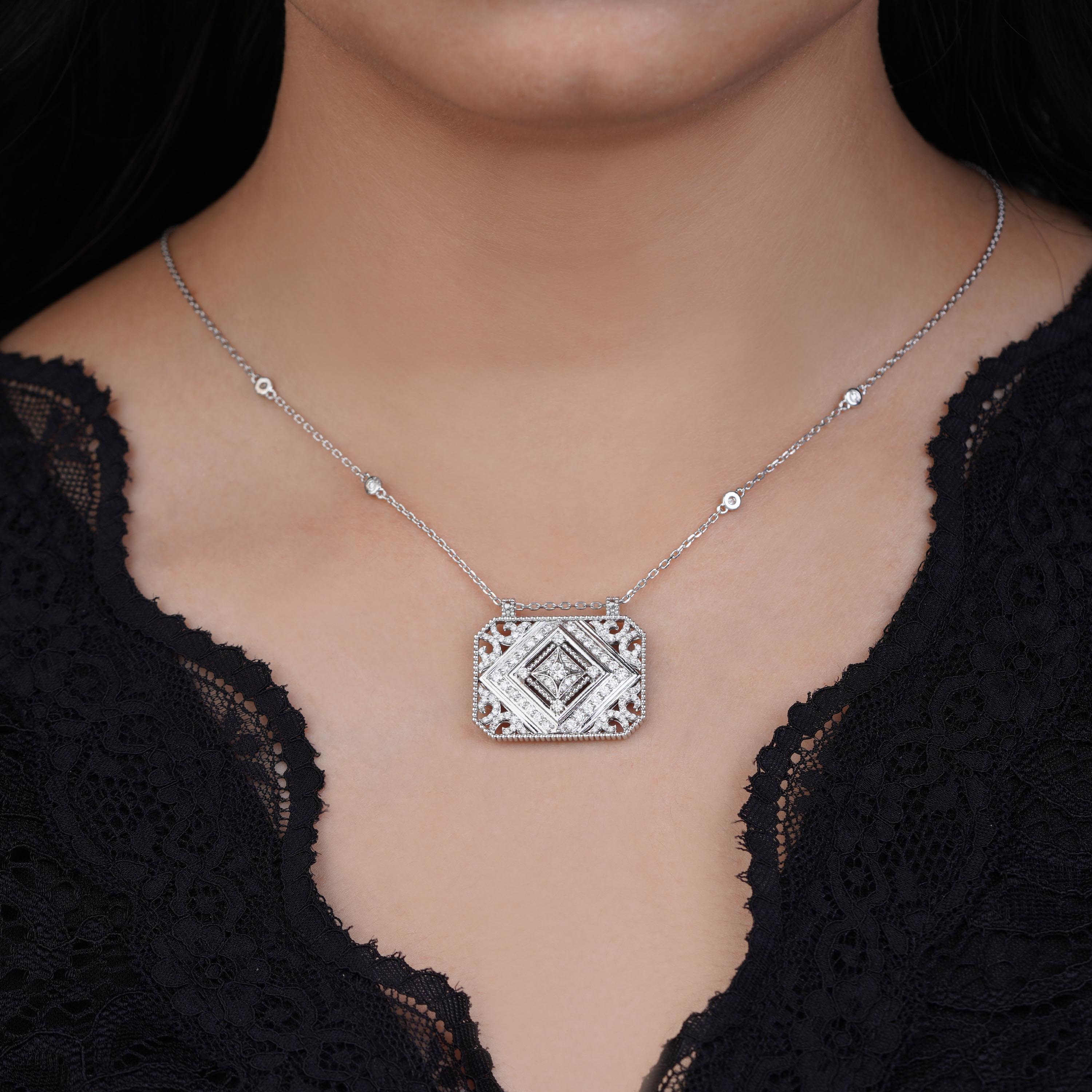 18K White Gold Diamond Necklace – Tablah Diamond Collection