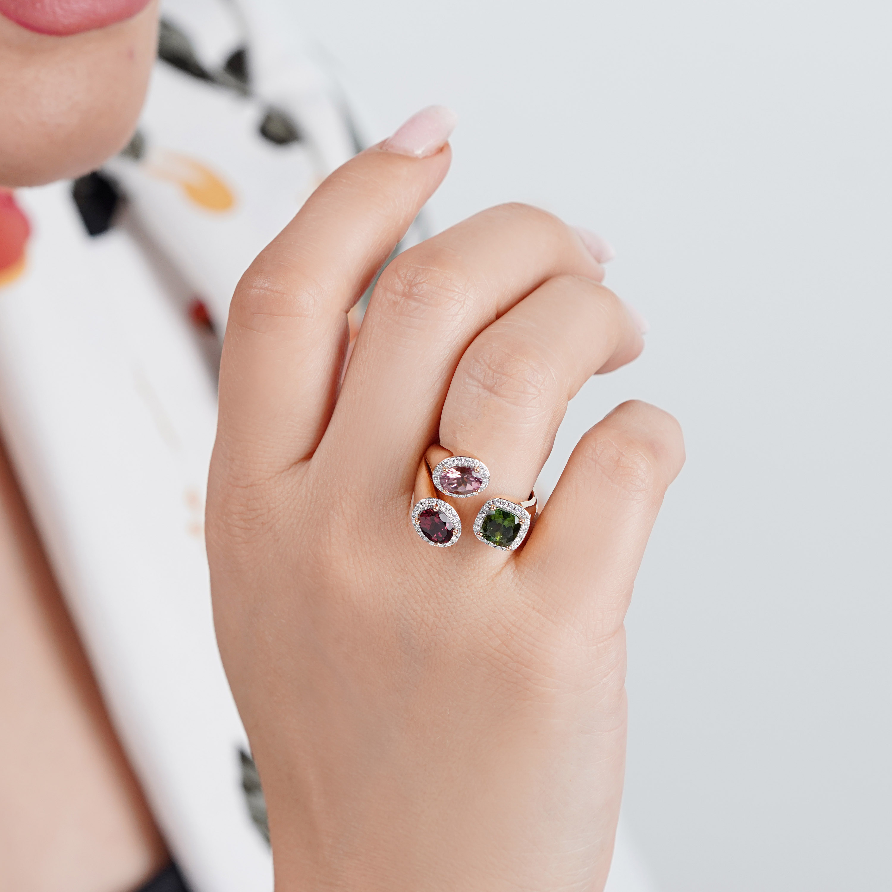 18K Rose Gold Tourmaline & Diamond Open Ring – Tourmaline Collection