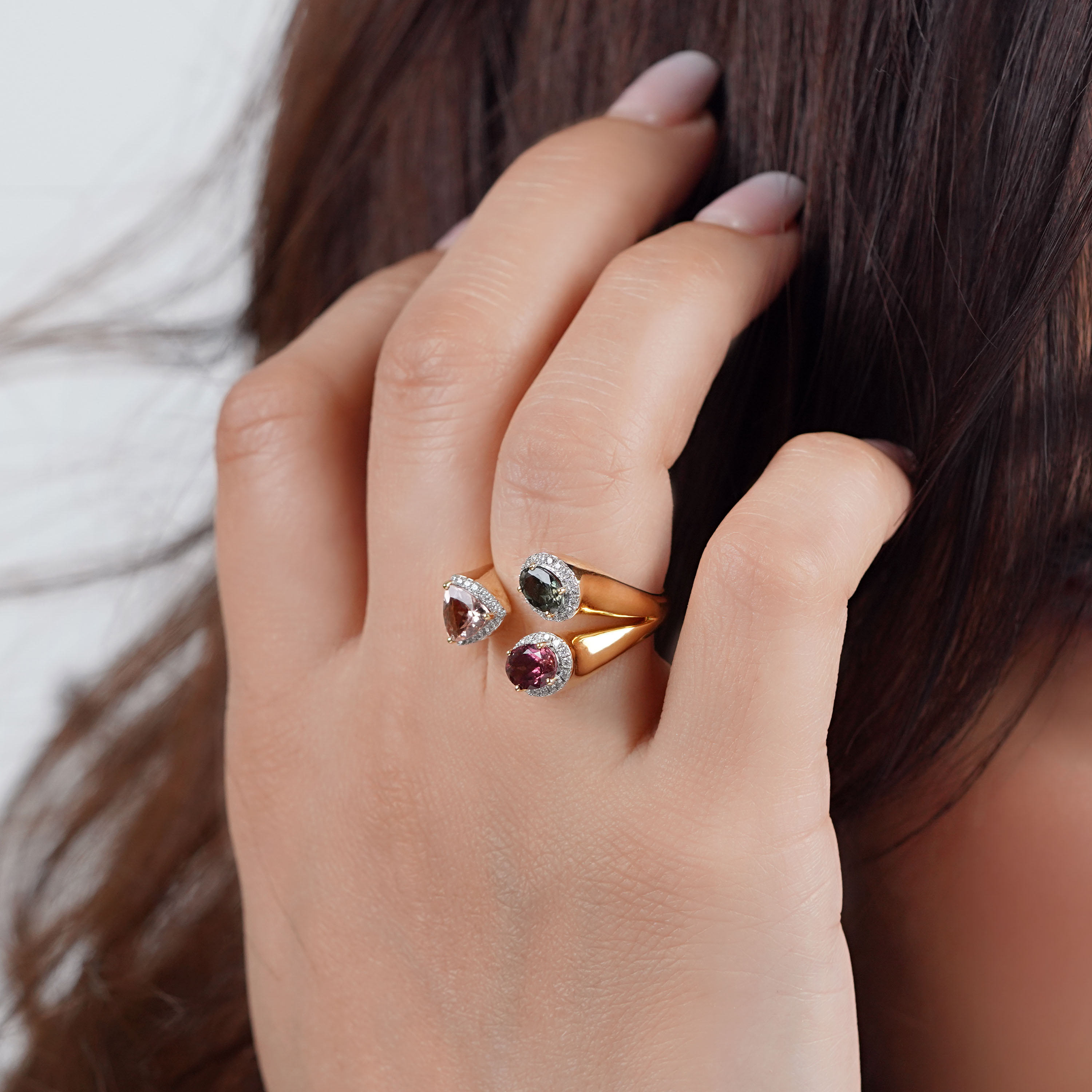 18K Yellow Gold Tourmaline & Diamond Open Ring - Tourmaline Collection