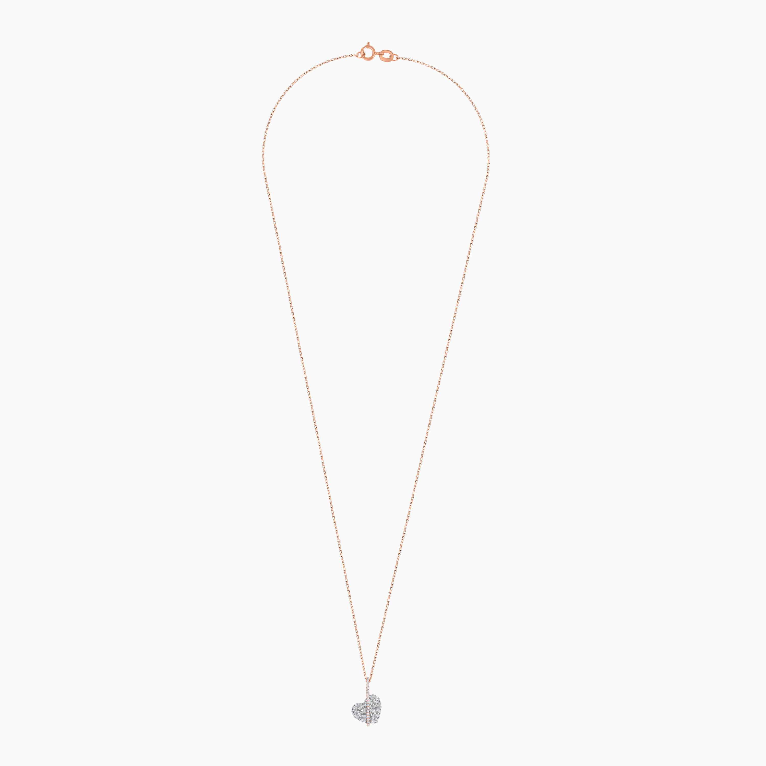 Heart-Shaped 18K White & Rose Gold Diamond Necklace – Frost Collection