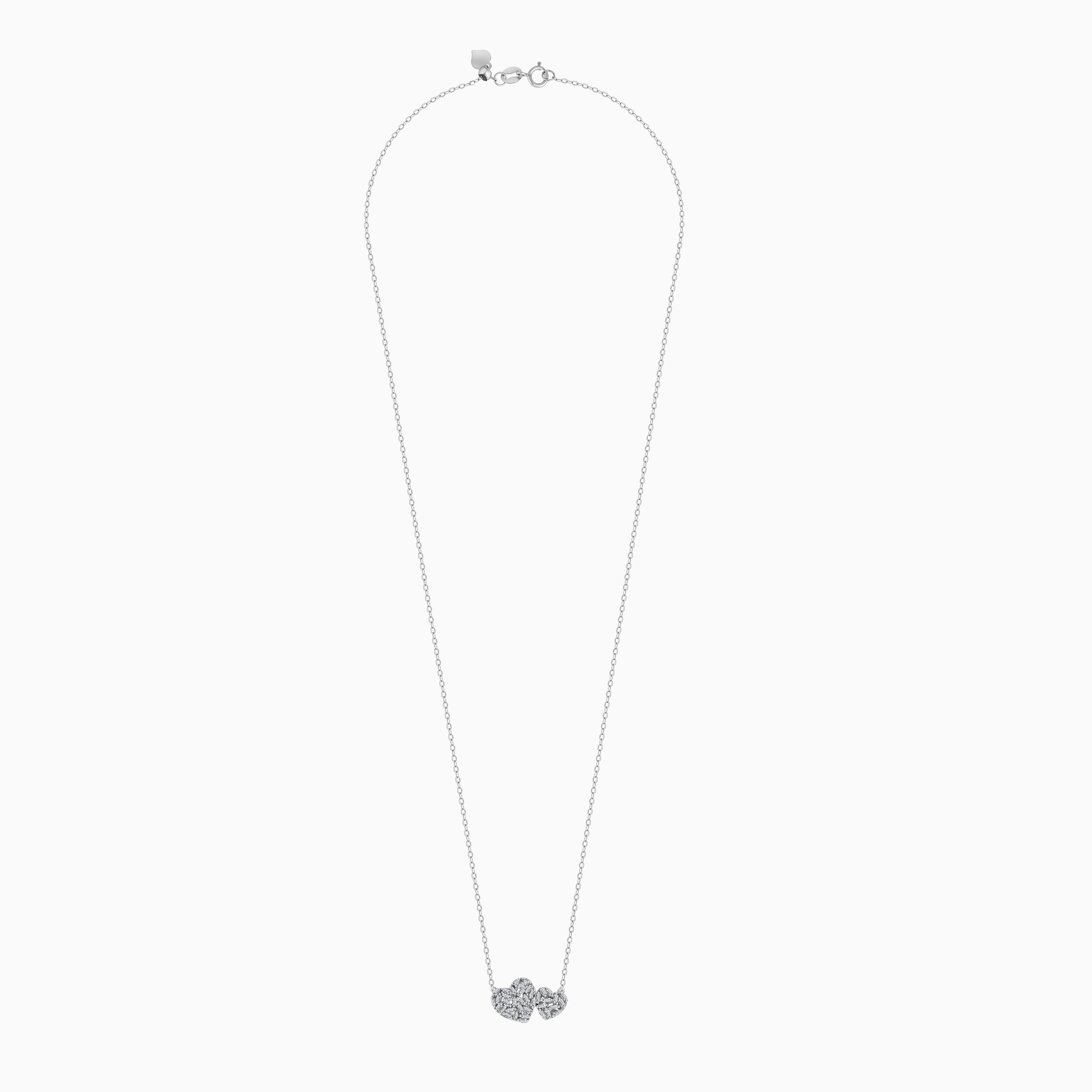 18K White Gold Heart Necklace with Tapered Diamond Baguettes – Frost Collection