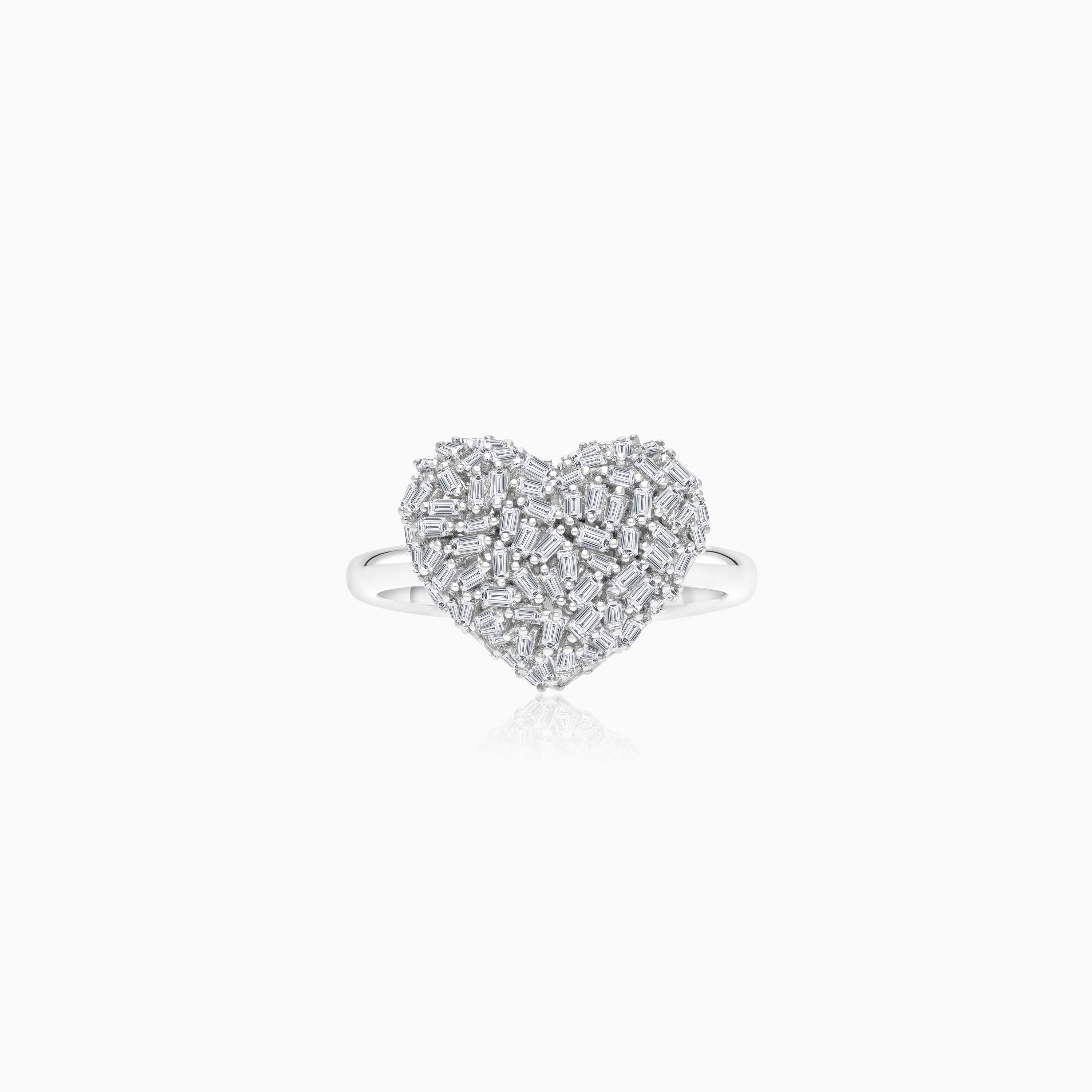 18K White Gold Heart Diamond Ring – Frost Collection