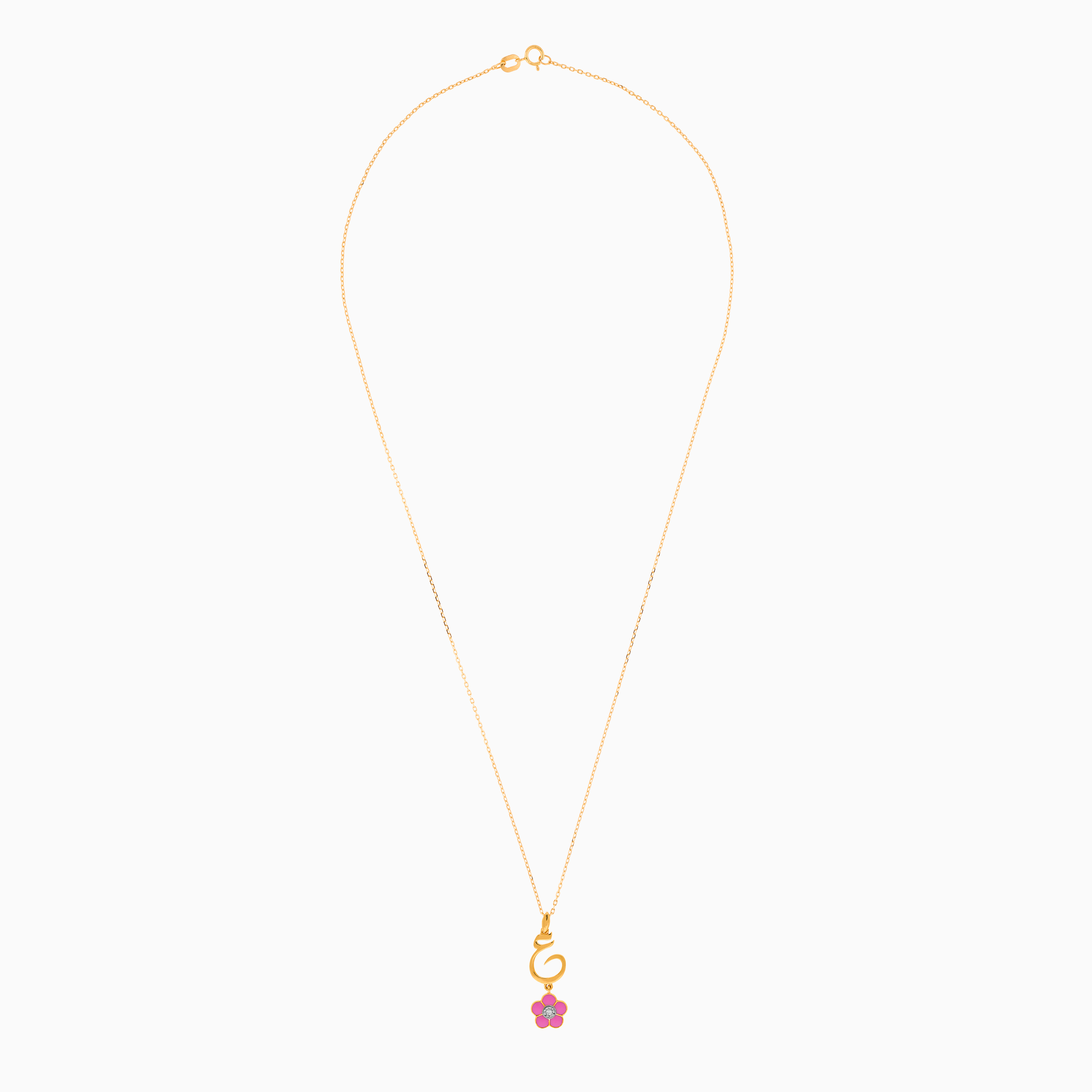 Arabic Letter 'Ain' Necklace in 18K Yellow Gold – Horoufi Kids Collection