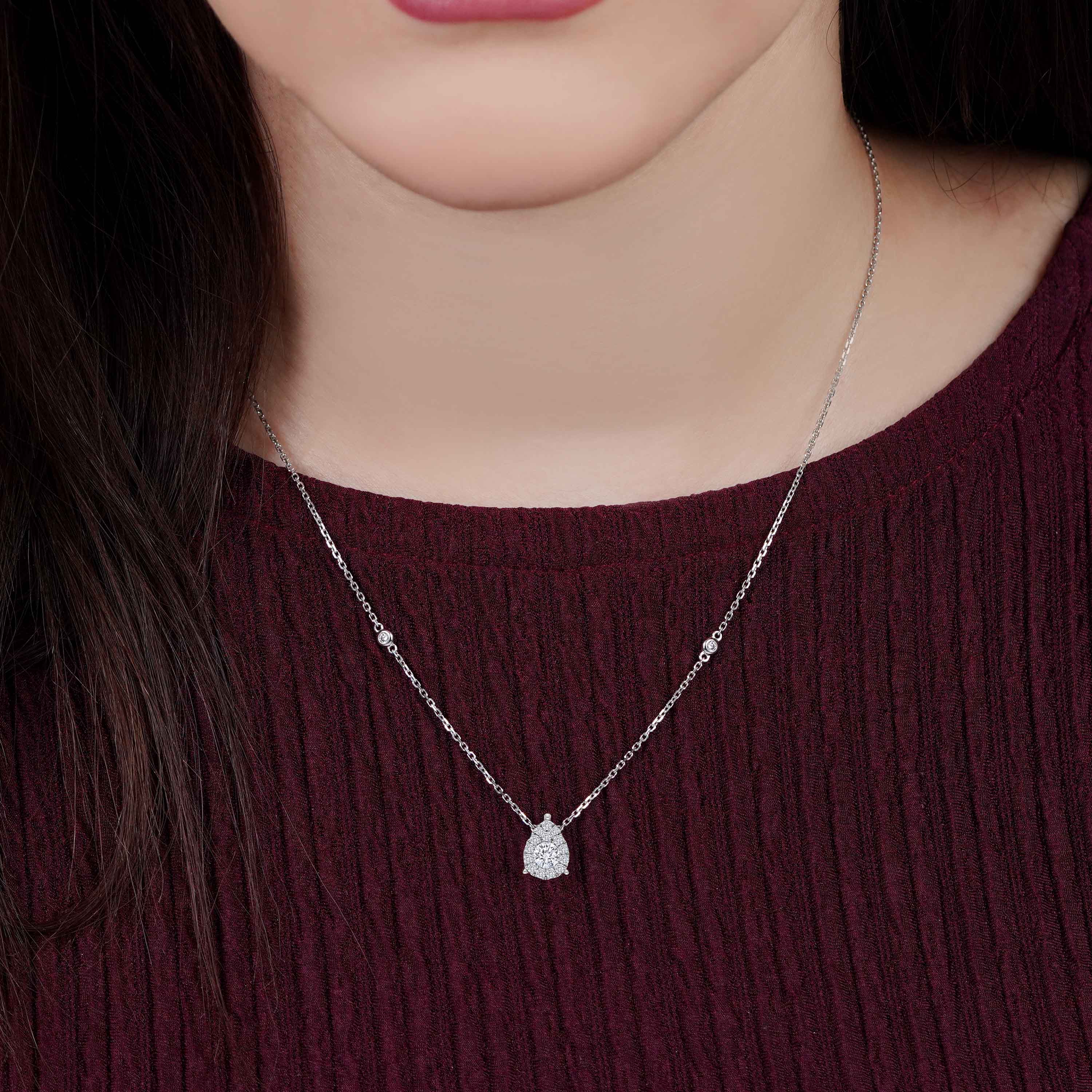 18K White Gold Drop Diamond Necklace – 365 Collection