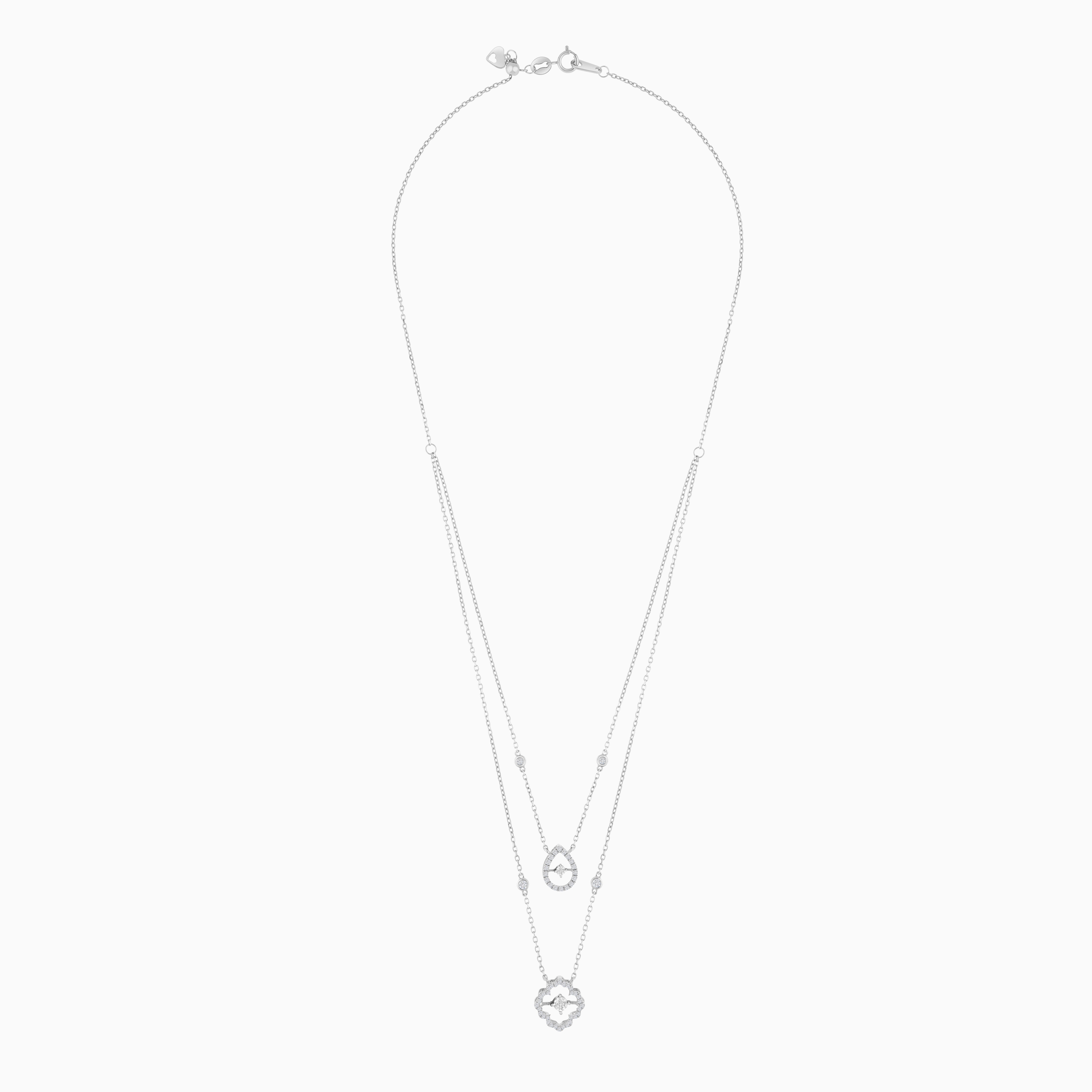 Dancing Diamond Two-Layer Necklace in 18K White Gold