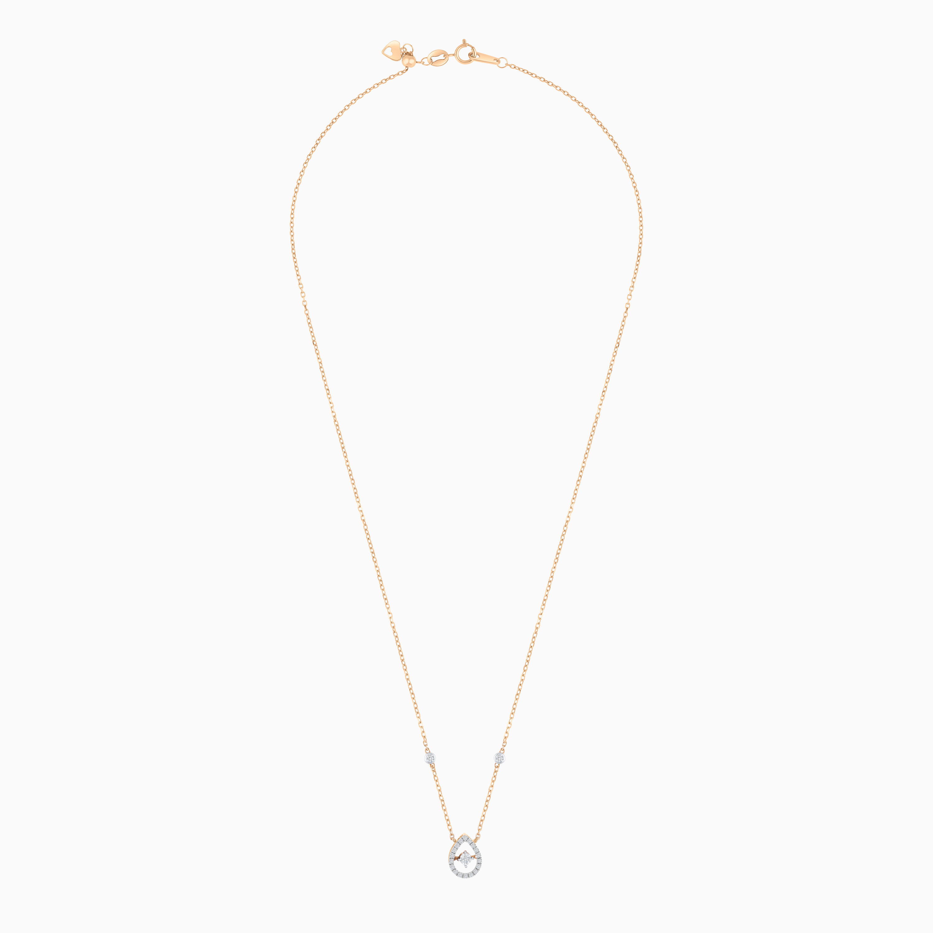 18K Rose Gold Drop Necklace with Natural Diamond - Dancing Diamond Collection