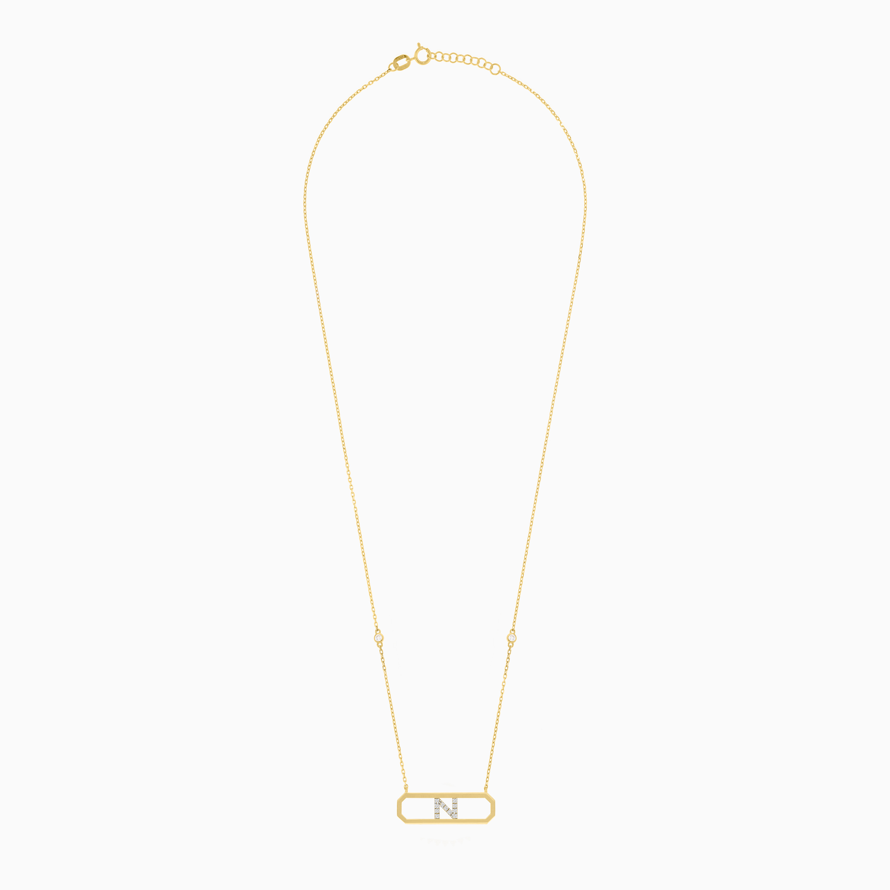 18K Yellow Gold “N” Initial Necklace – Alpha Collection