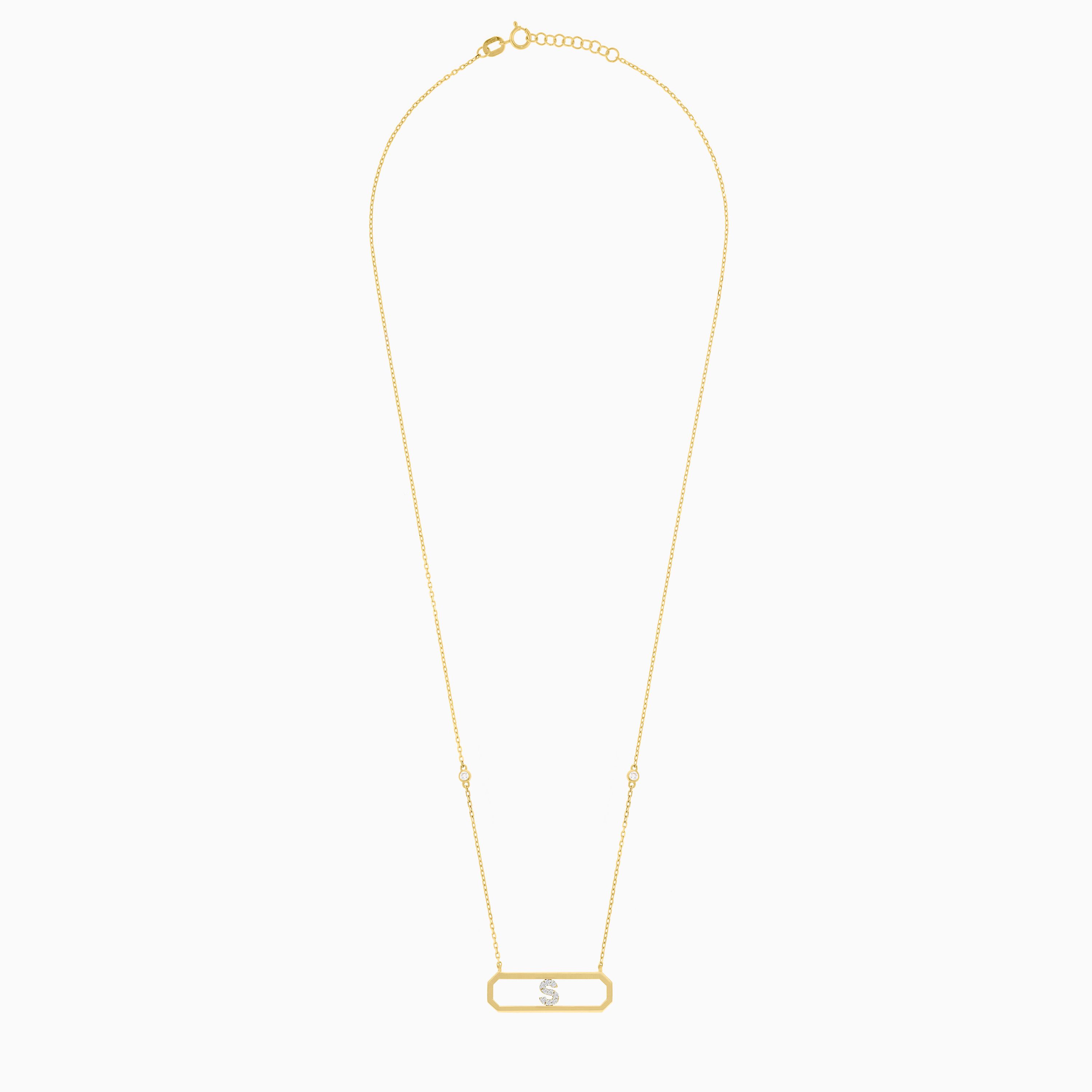 18K Yellow Gold “S” Initial Necklace – Alpha Collection