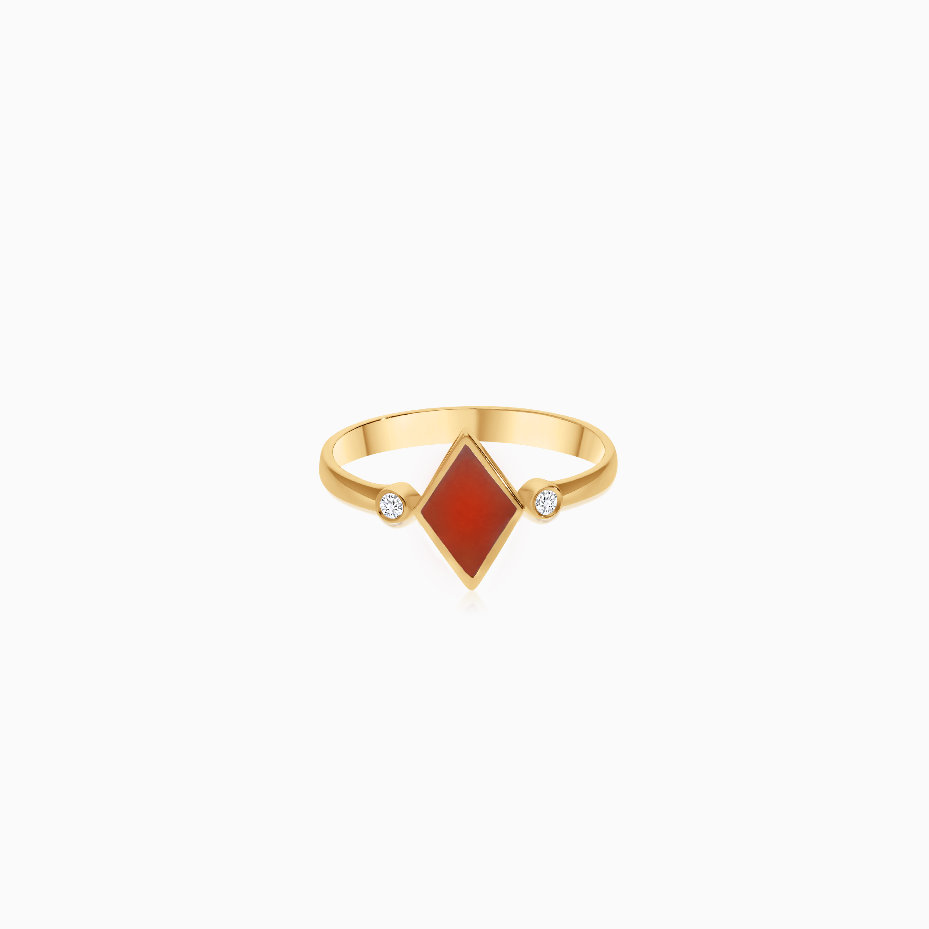 18K Yellow Gold Ring with Red Enamel & Diamonds – Alwan Collection