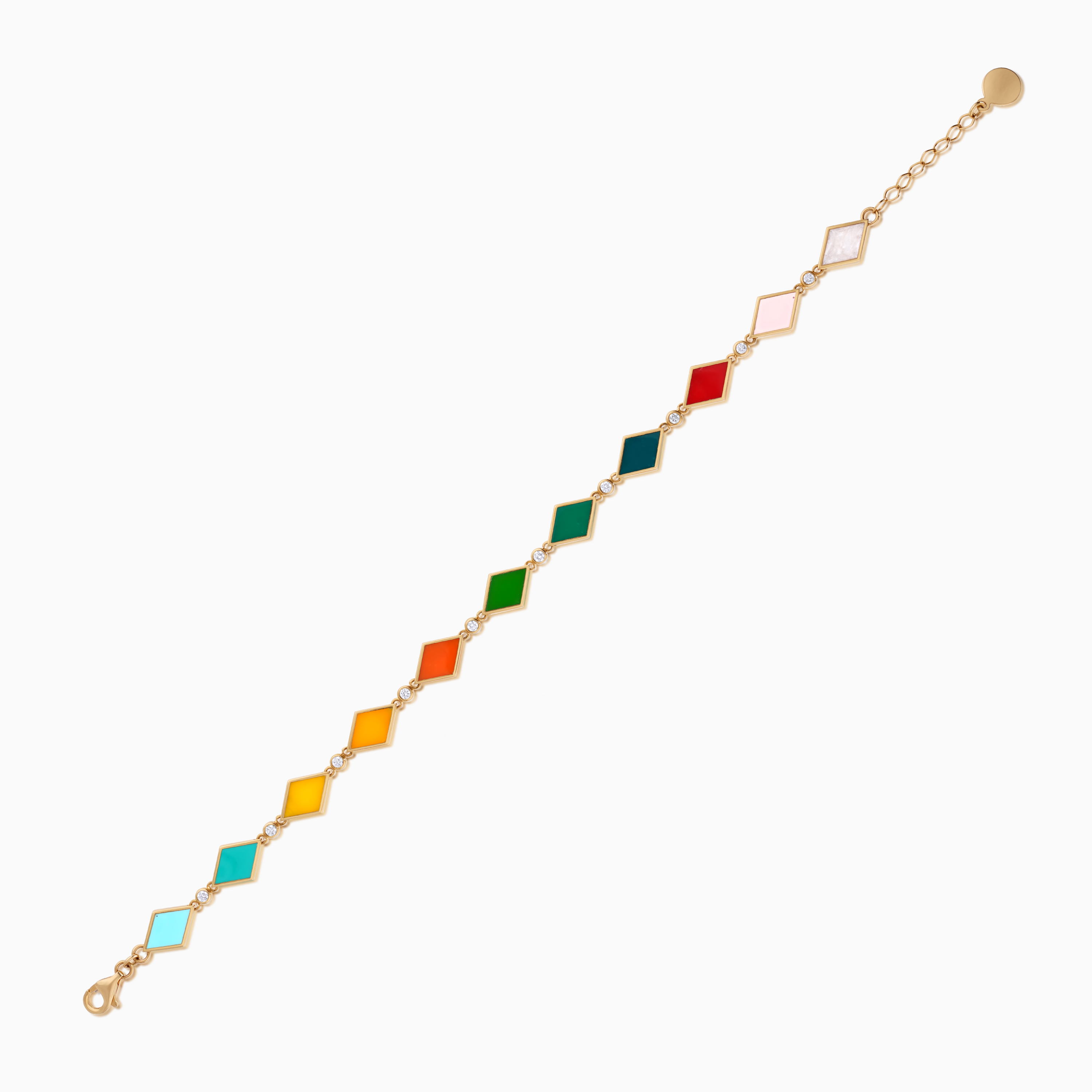 Alwan Collection: 18K Gold Bracelet with Colorful Enamel & Diamonds