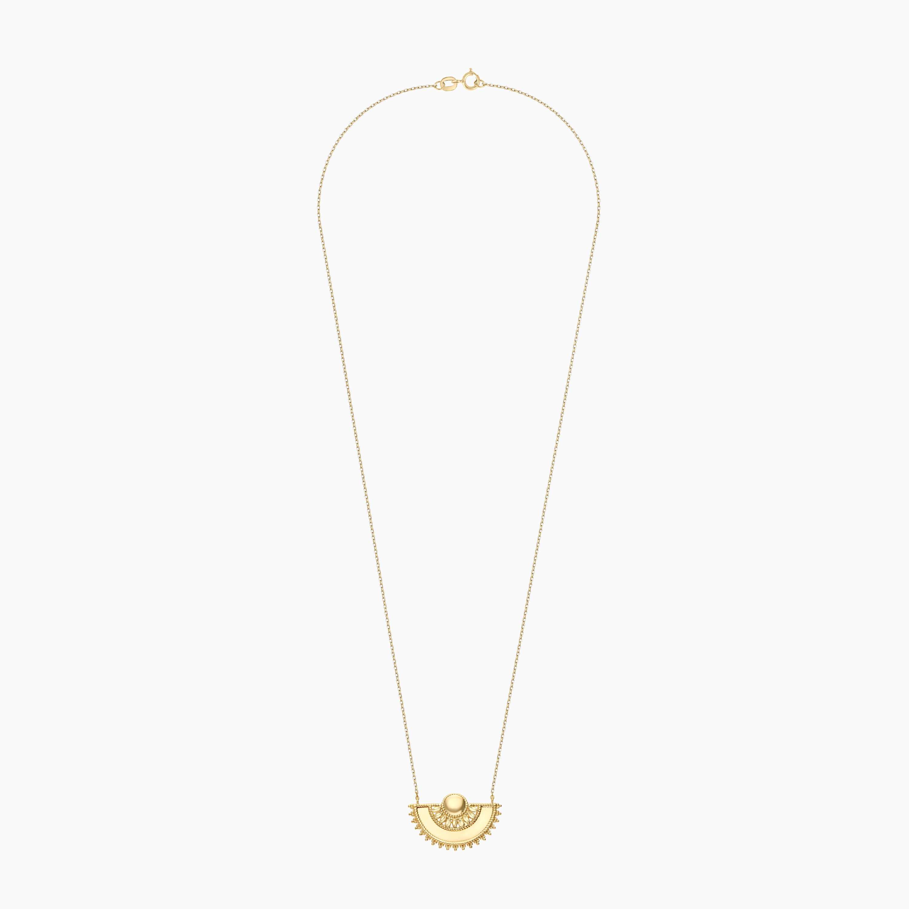 18K Yellow Gold Half Circle Necklace – Shnaf Gold Collection