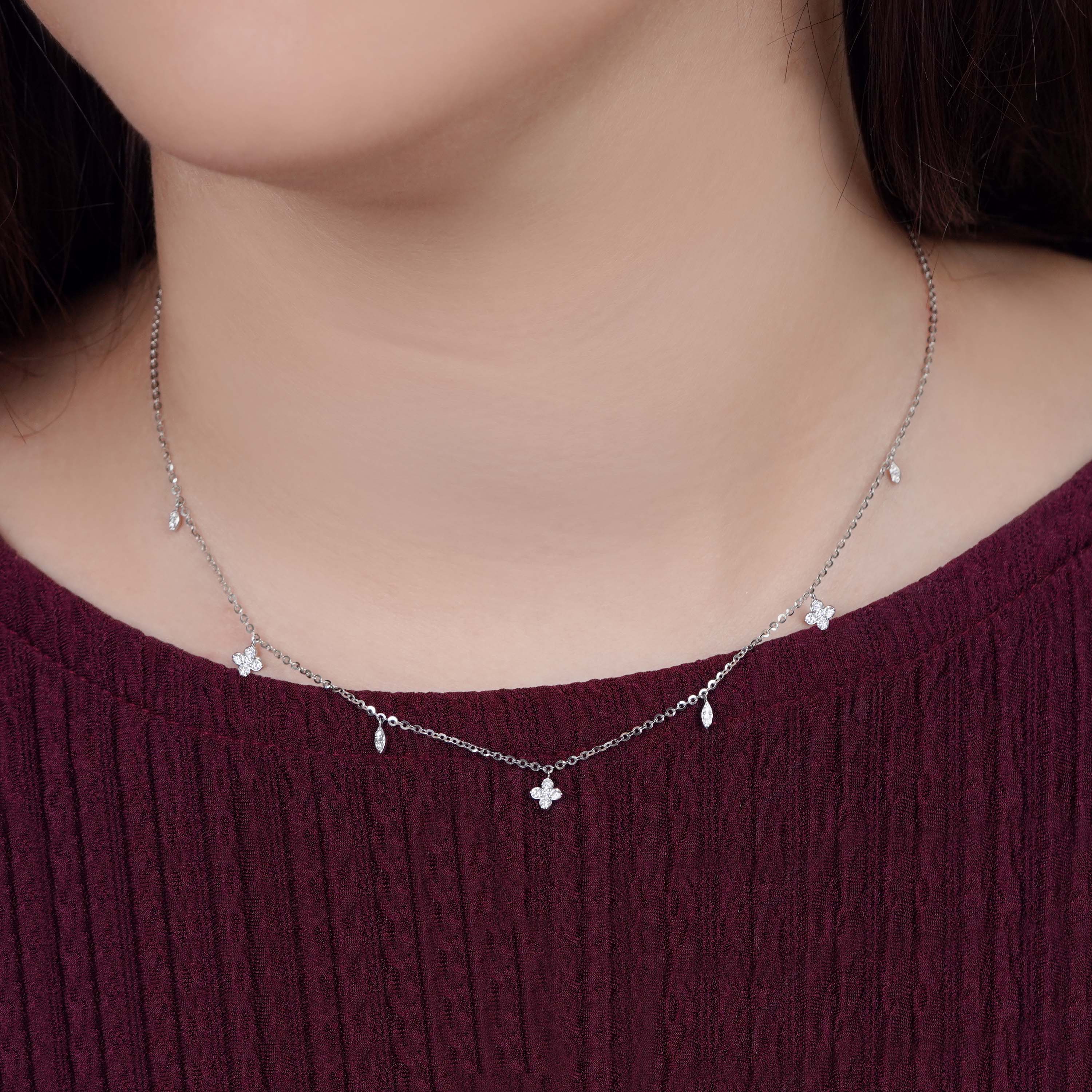 Elegant 18K White Gold Diamond Necklace – Trendy Collection
