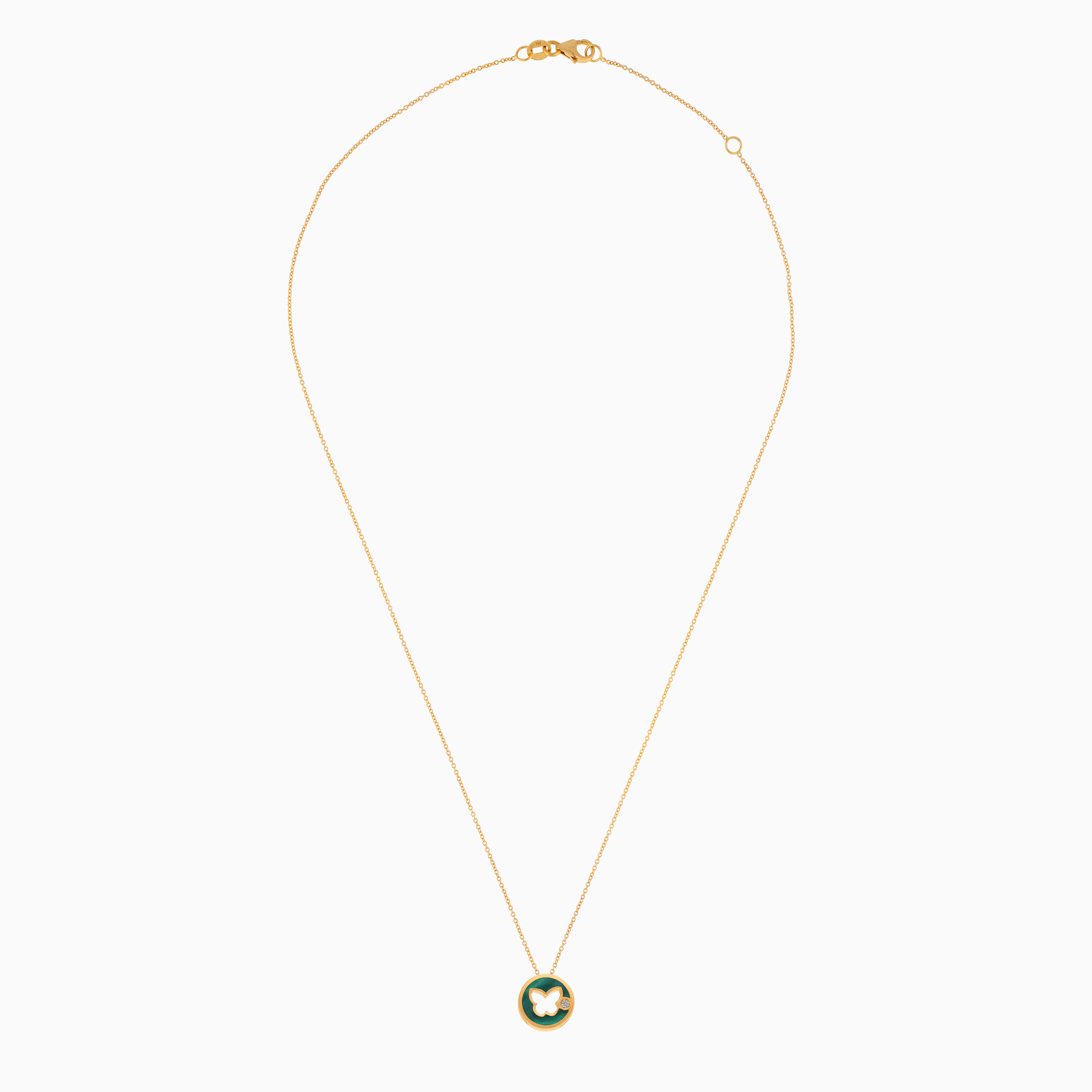 18K Yellow Gold Necklace with Malachite and Diamonds – Lusi Collection
