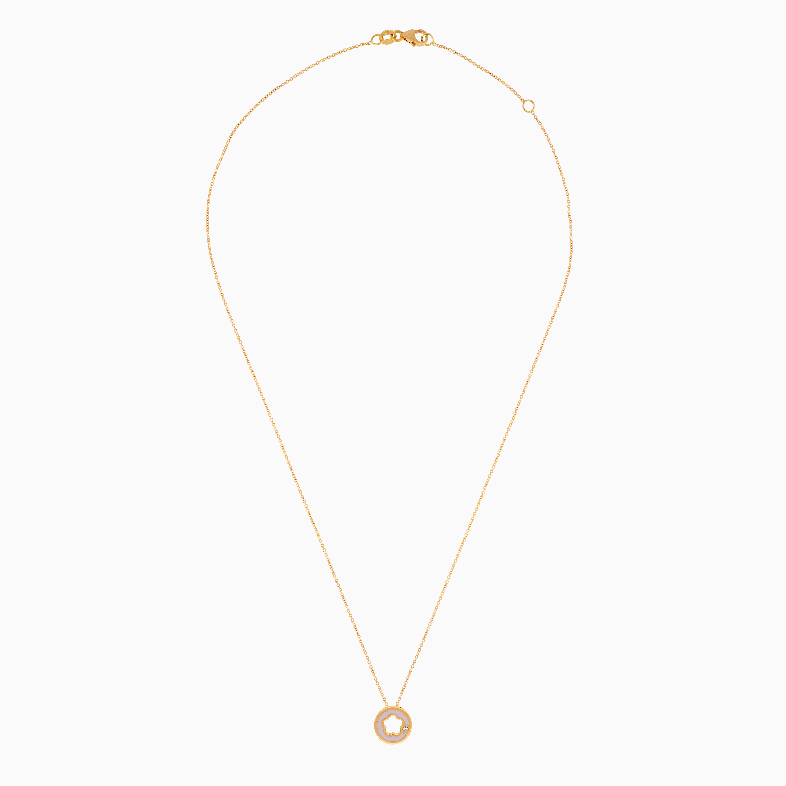 18K Yellow Gold Necklace with Pink Enamel – Lusi Collection