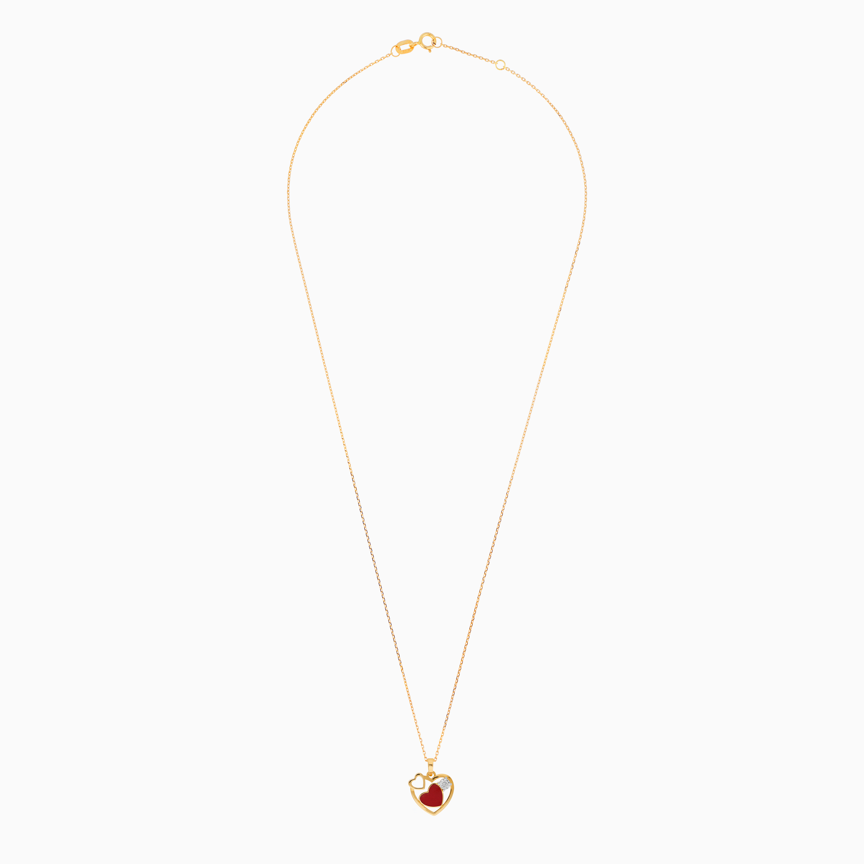 Charming Heart Enamel Necklace in 18K Yellow Gold – Dalia Collection