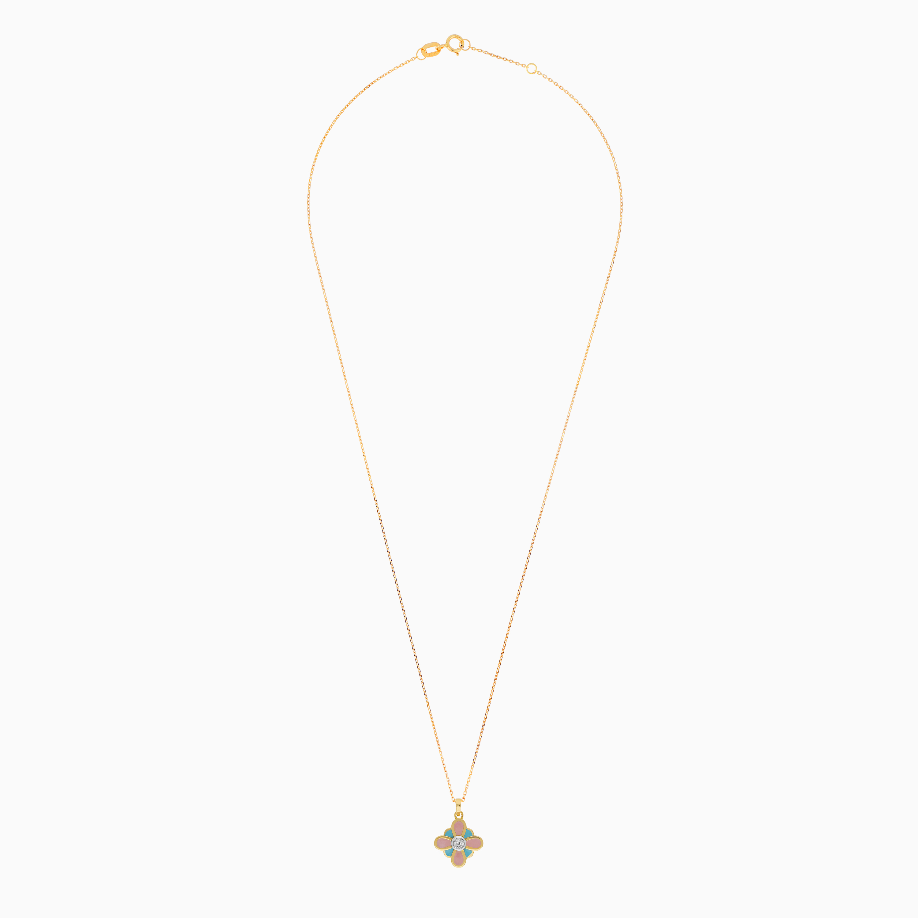 18K Yellow Gold Kids Necklace with Enamel & Diamond – Dalia Collection