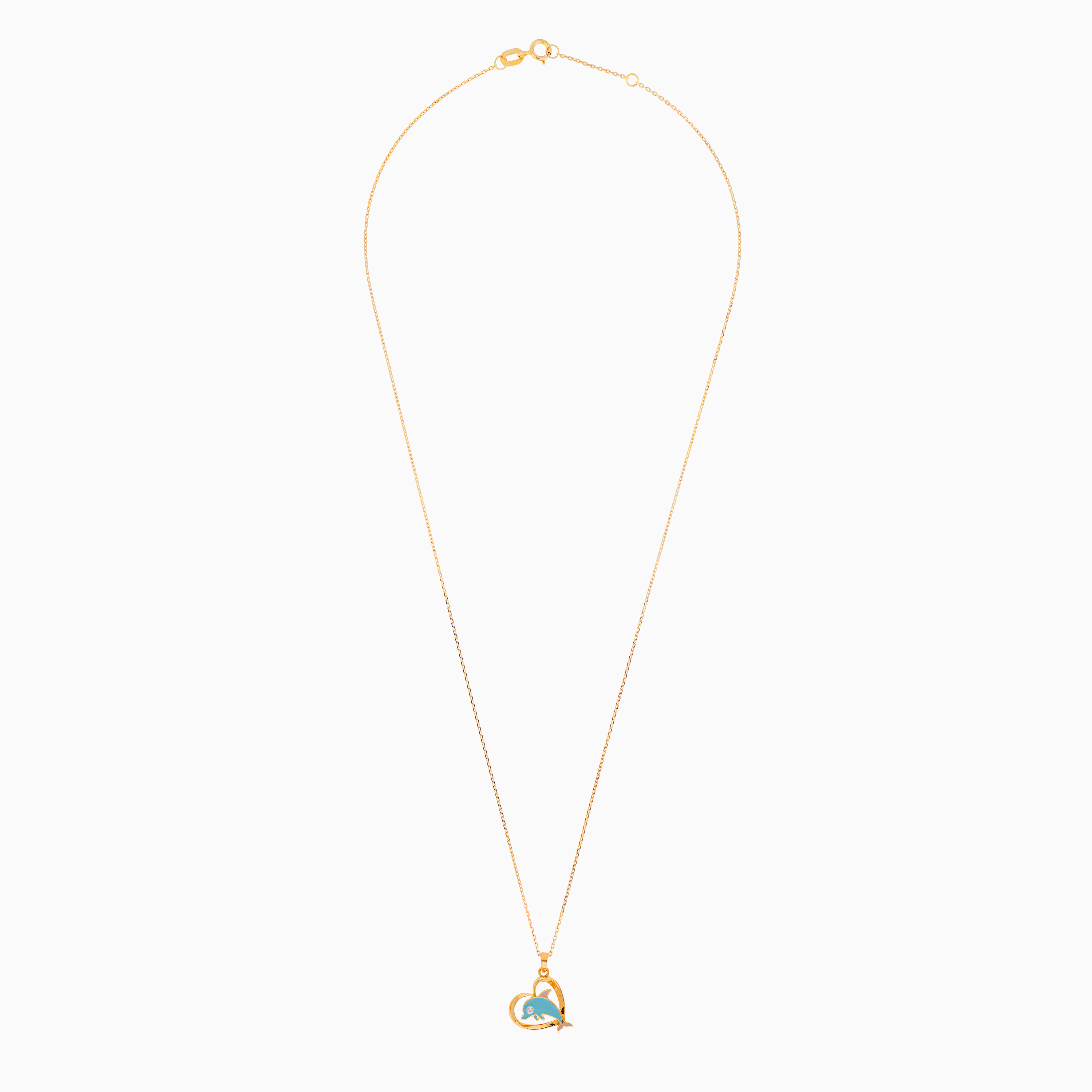 Dalia 18K Yellow Gold Dolphin Heart Necklace for Kids