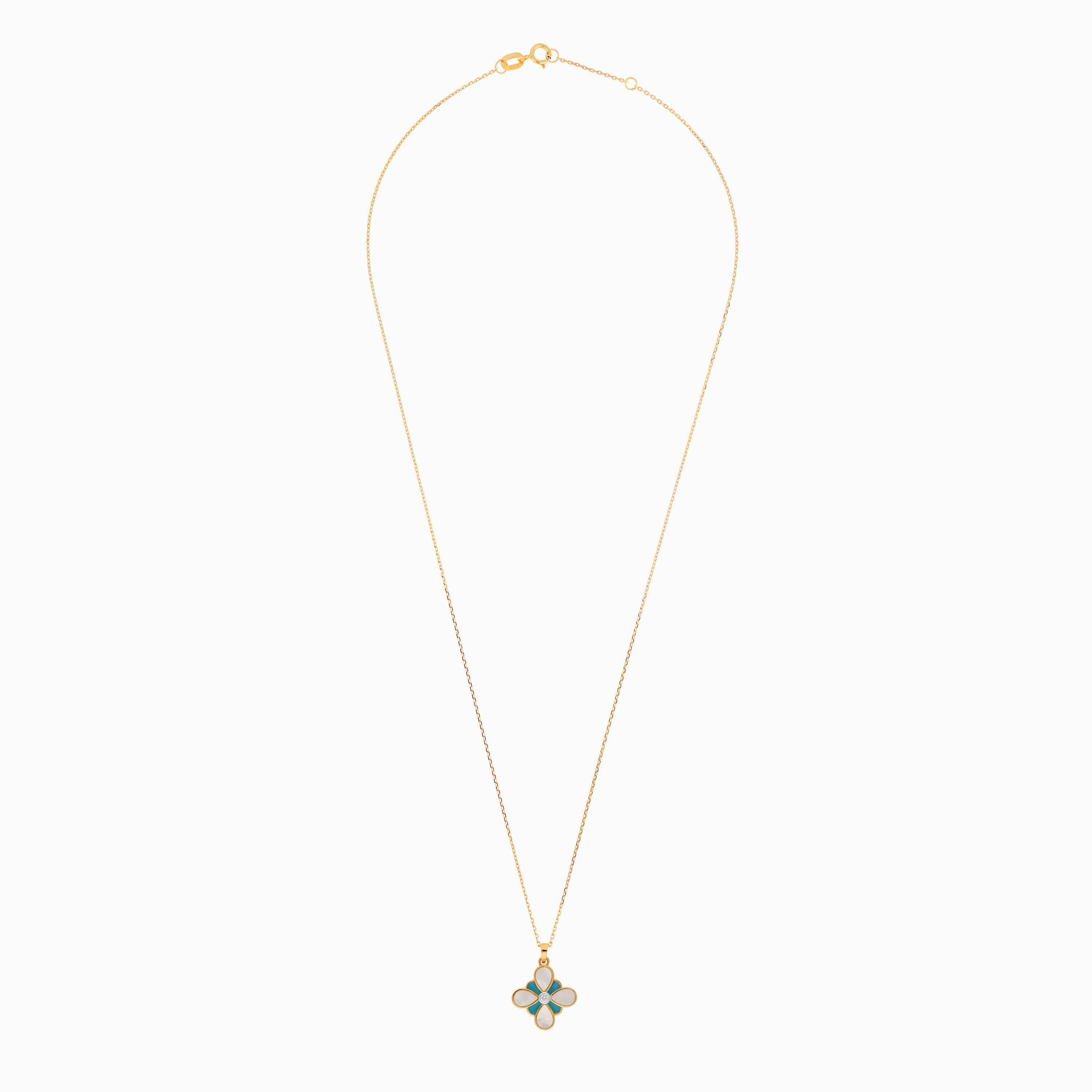 Charming 18K Yellow Gold Kids Necklace with Enamel & Diamond - Dalia Collection