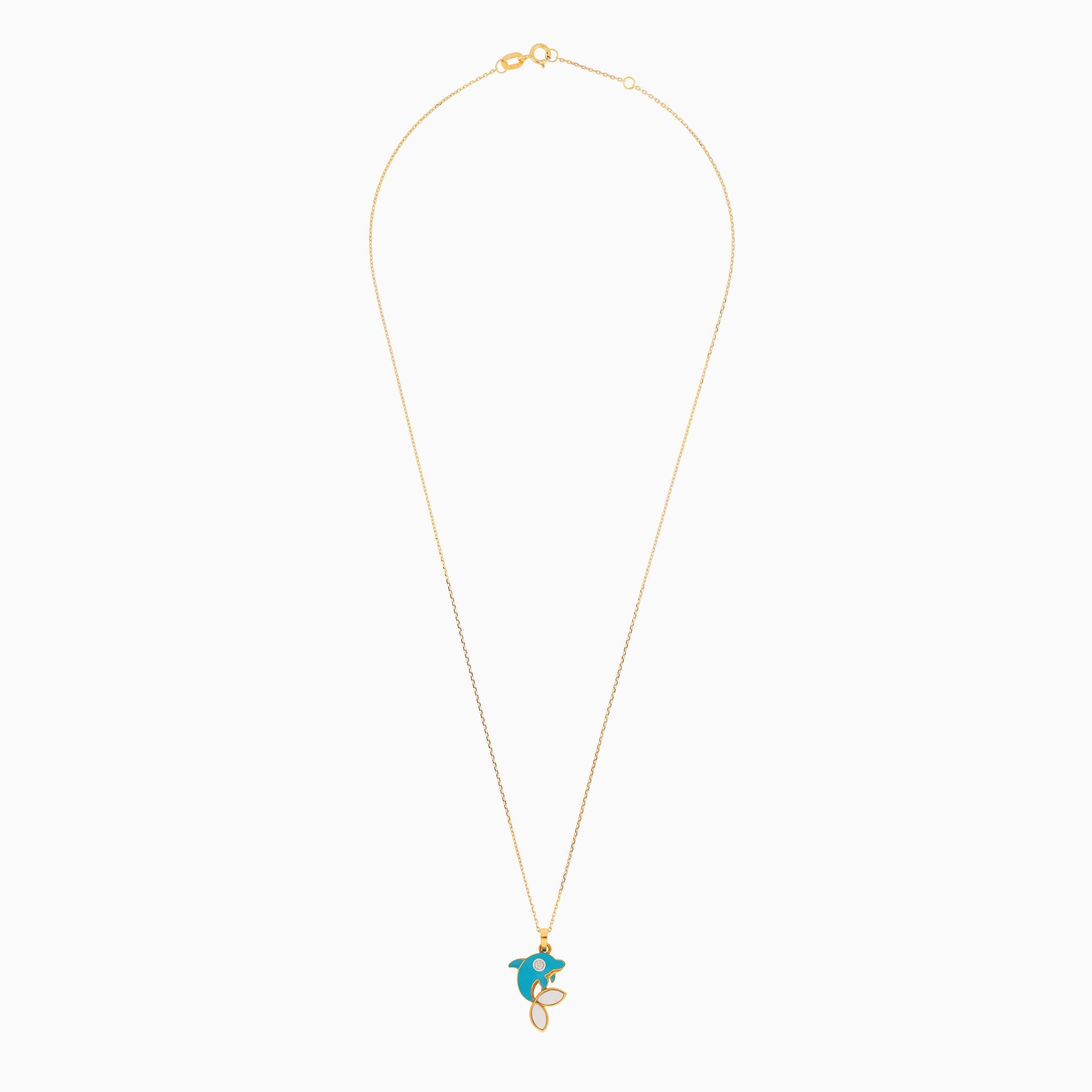 Charming 18K Yellow Gold Dolphin Necklace for Kids - Dalia Collection