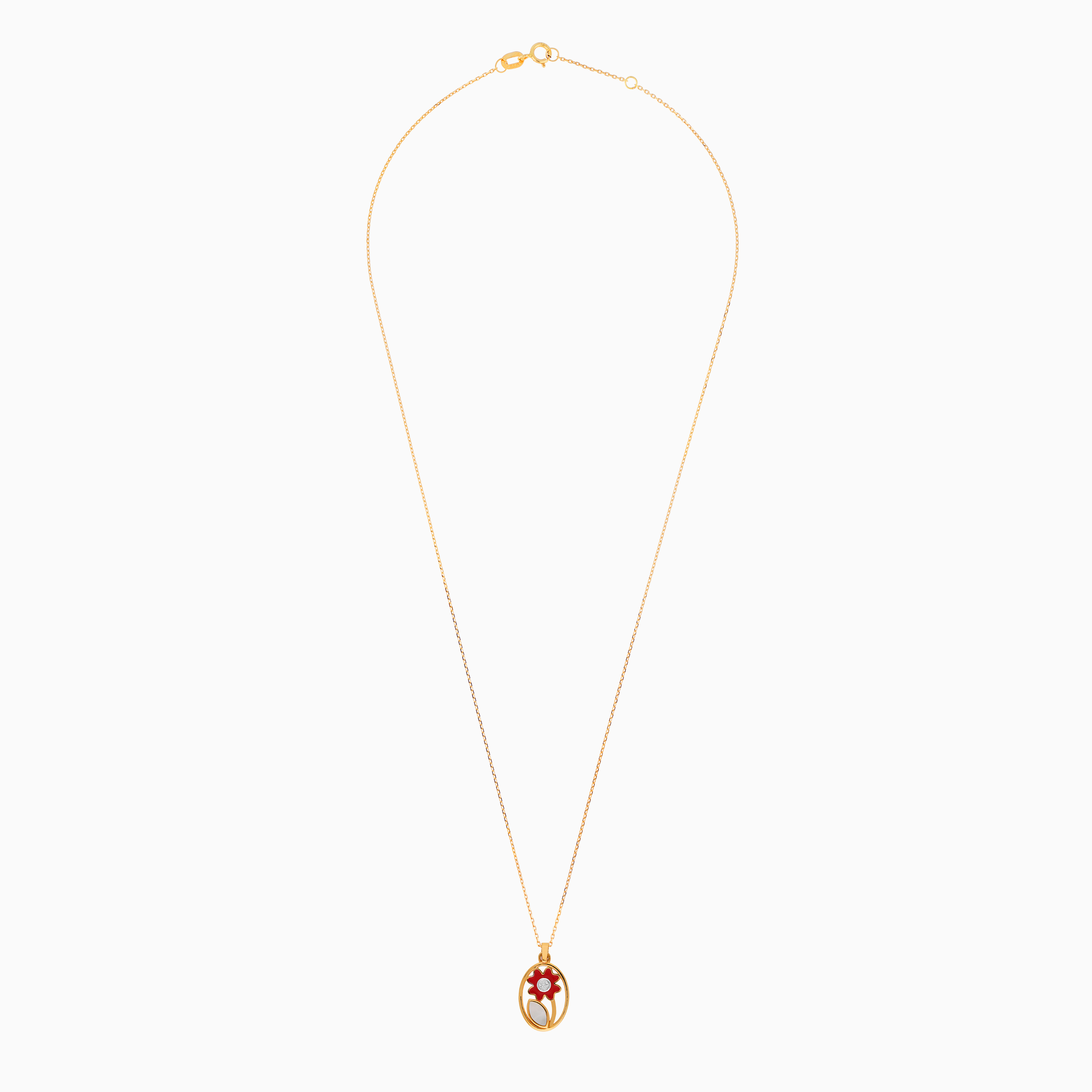 Elegant 18K Yellow Gold Kids’ Necklace with Enamel Flower - Dalia Collection