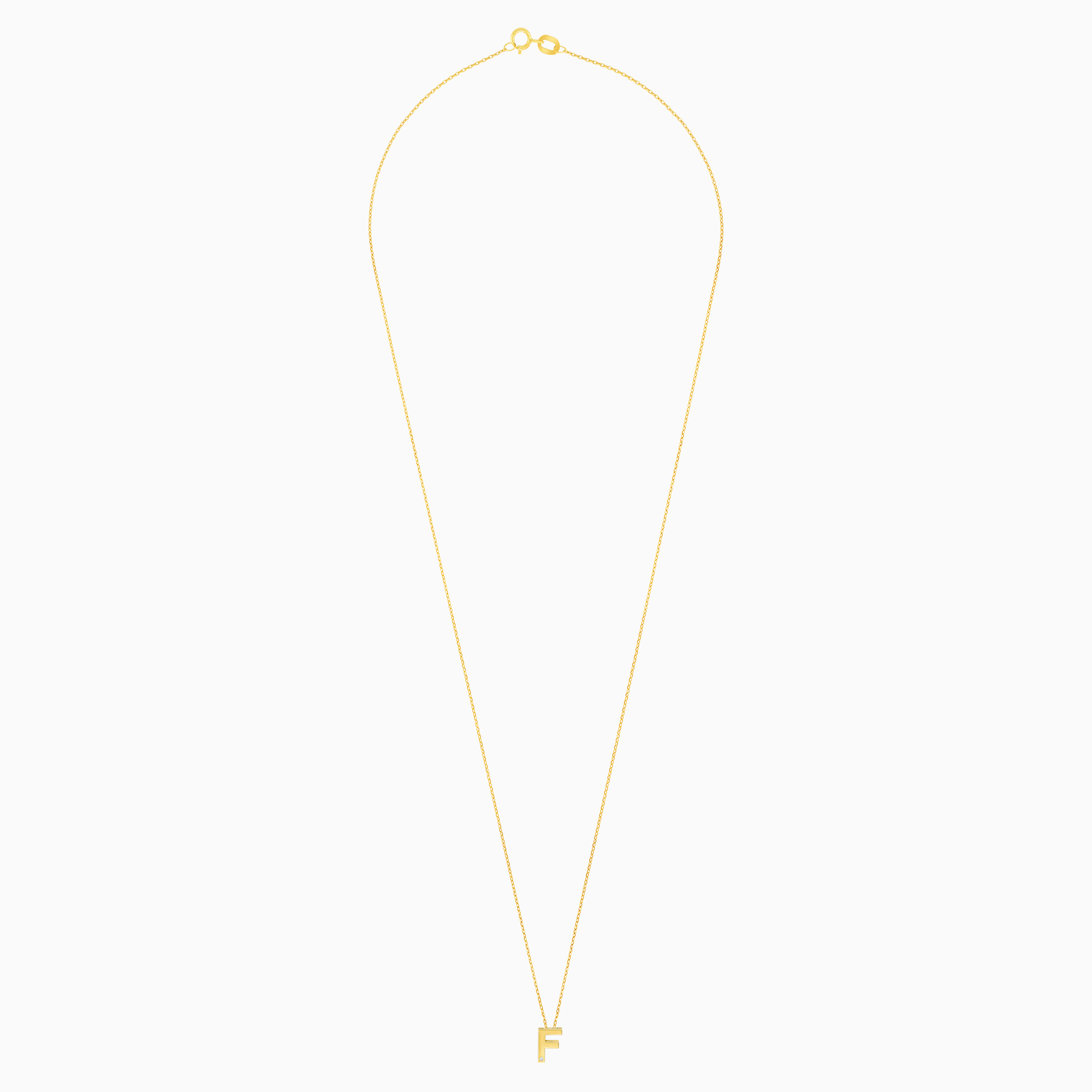18K Yellow Gold Necklace with Letter “F” & Natural Diamond – Alpha Collection