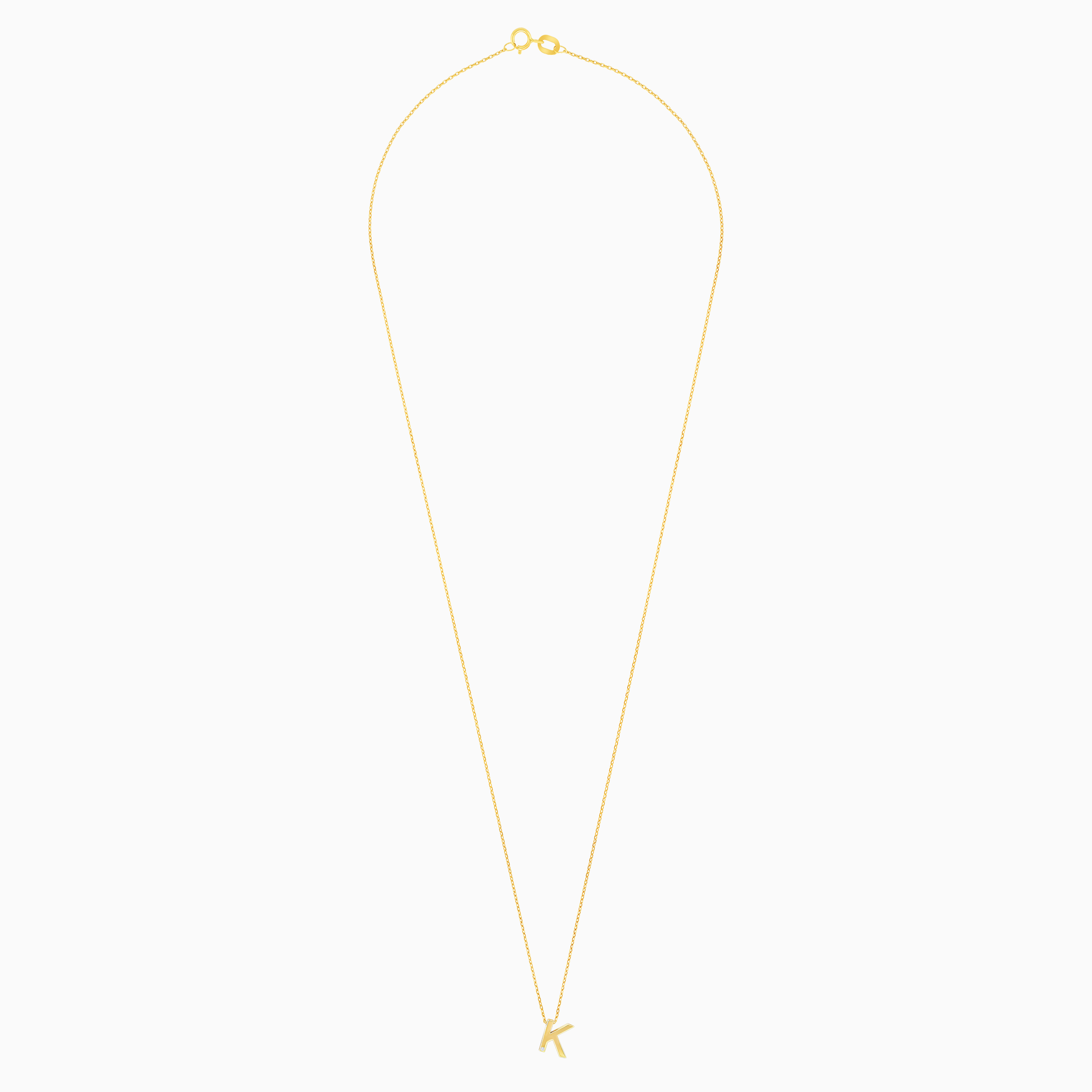 18K Yellow Gold Letter “K” Necklace with Natural Diamond – Alpha Collection