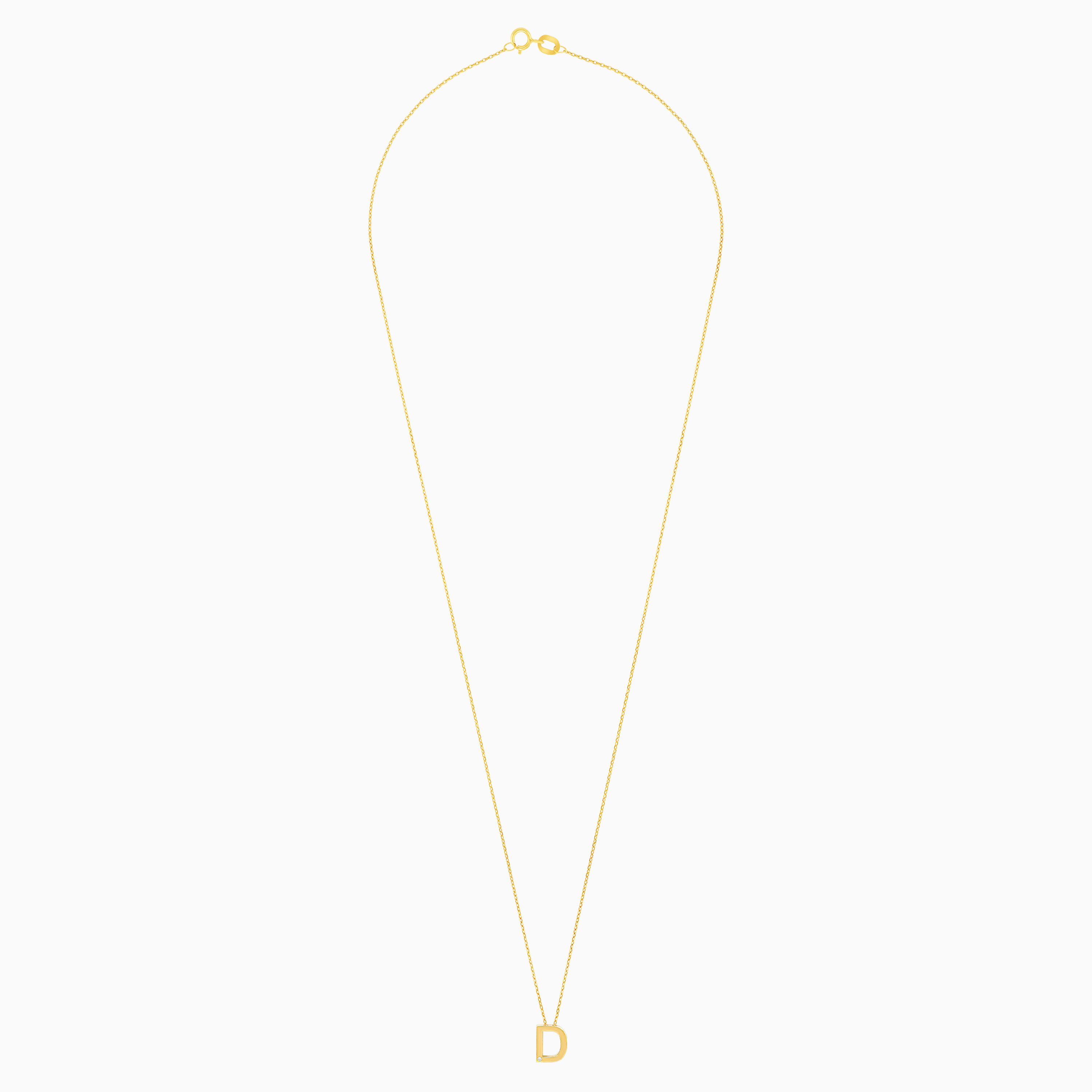 18K Yellow Gold Necklace with Letter “D” and Natural Diamond – Alpha Collection