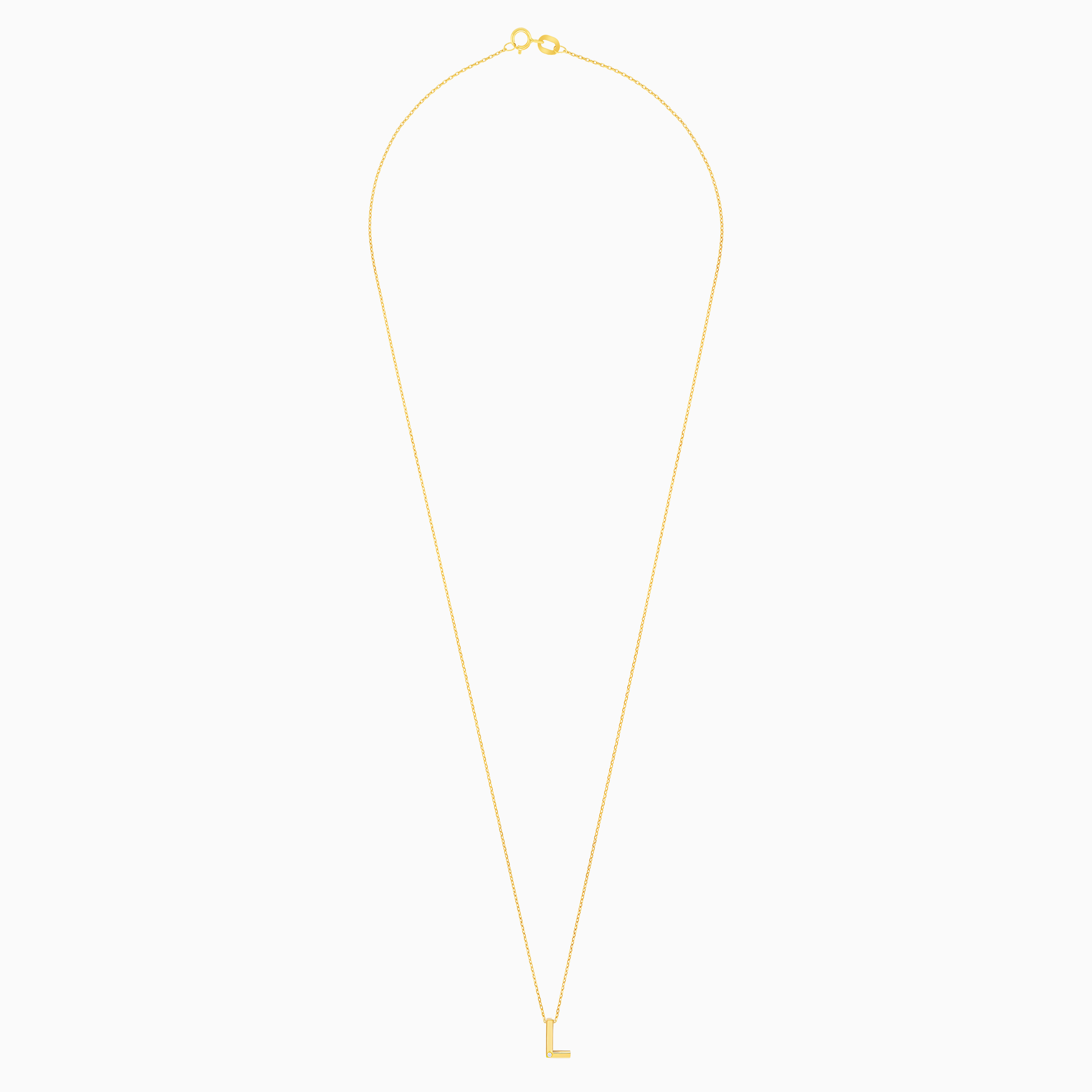 18K Yellow Gold “L” Necklace with Natural Diamond – Alpha Collection