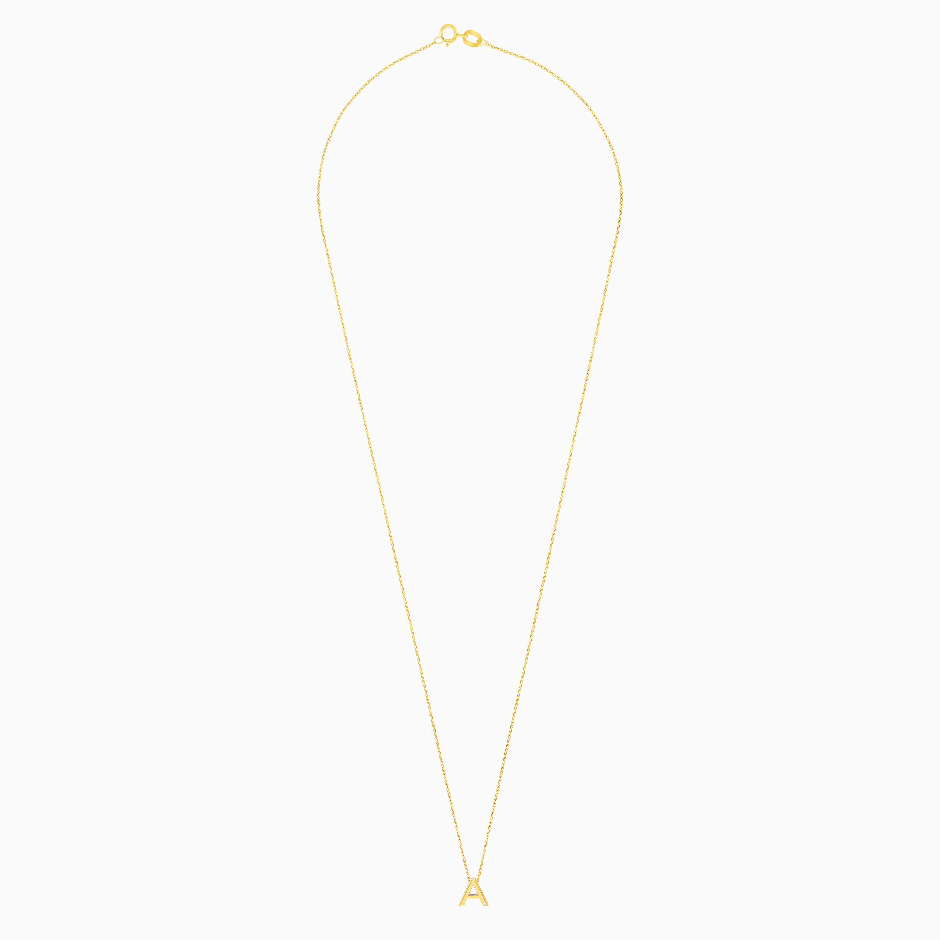 18K Yellow Gold Necklace with Letter “A” and Natural Diamond – Alpha Collection