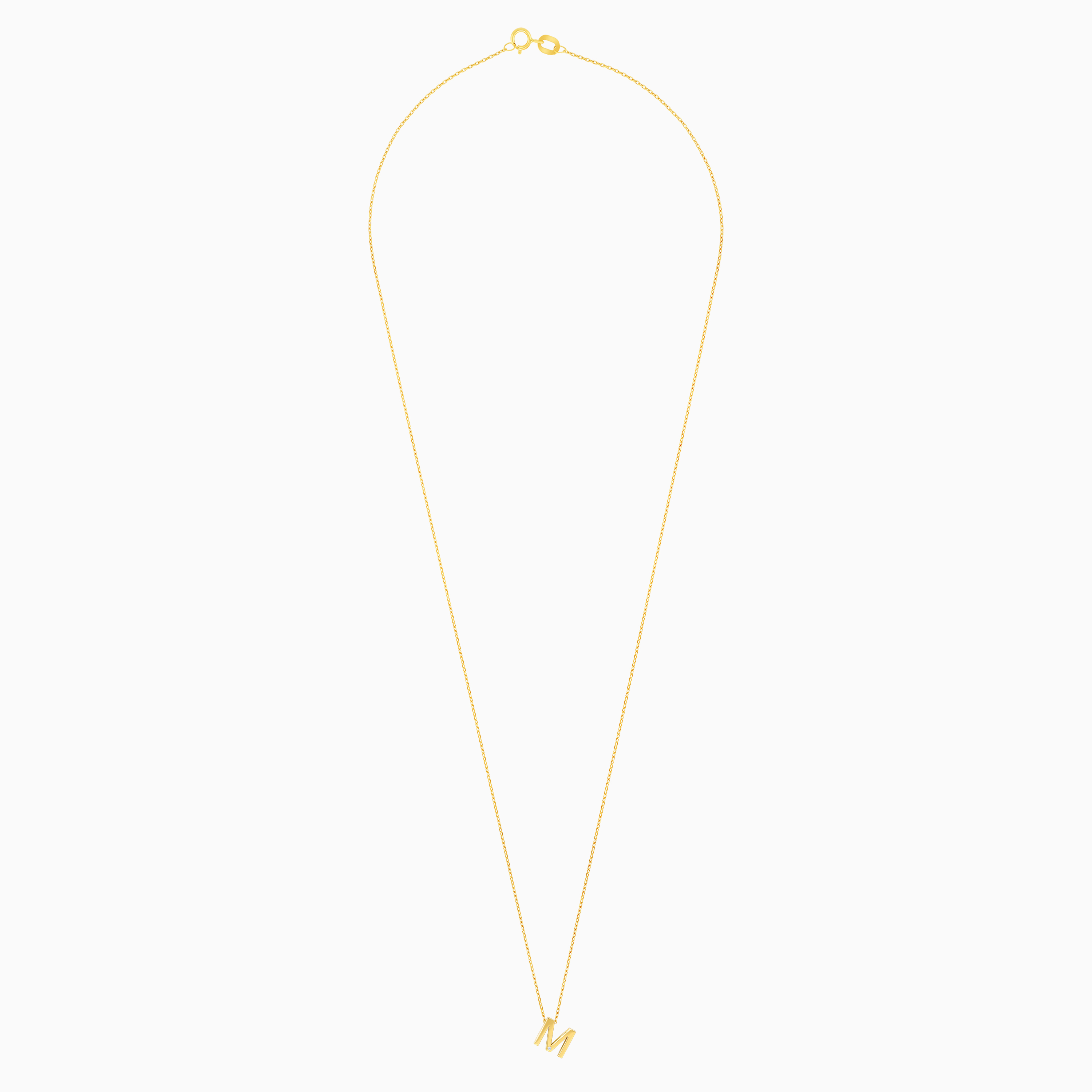 18K Yellow Gold “M” Necklace with Natural Diamond – Alpha Collection
